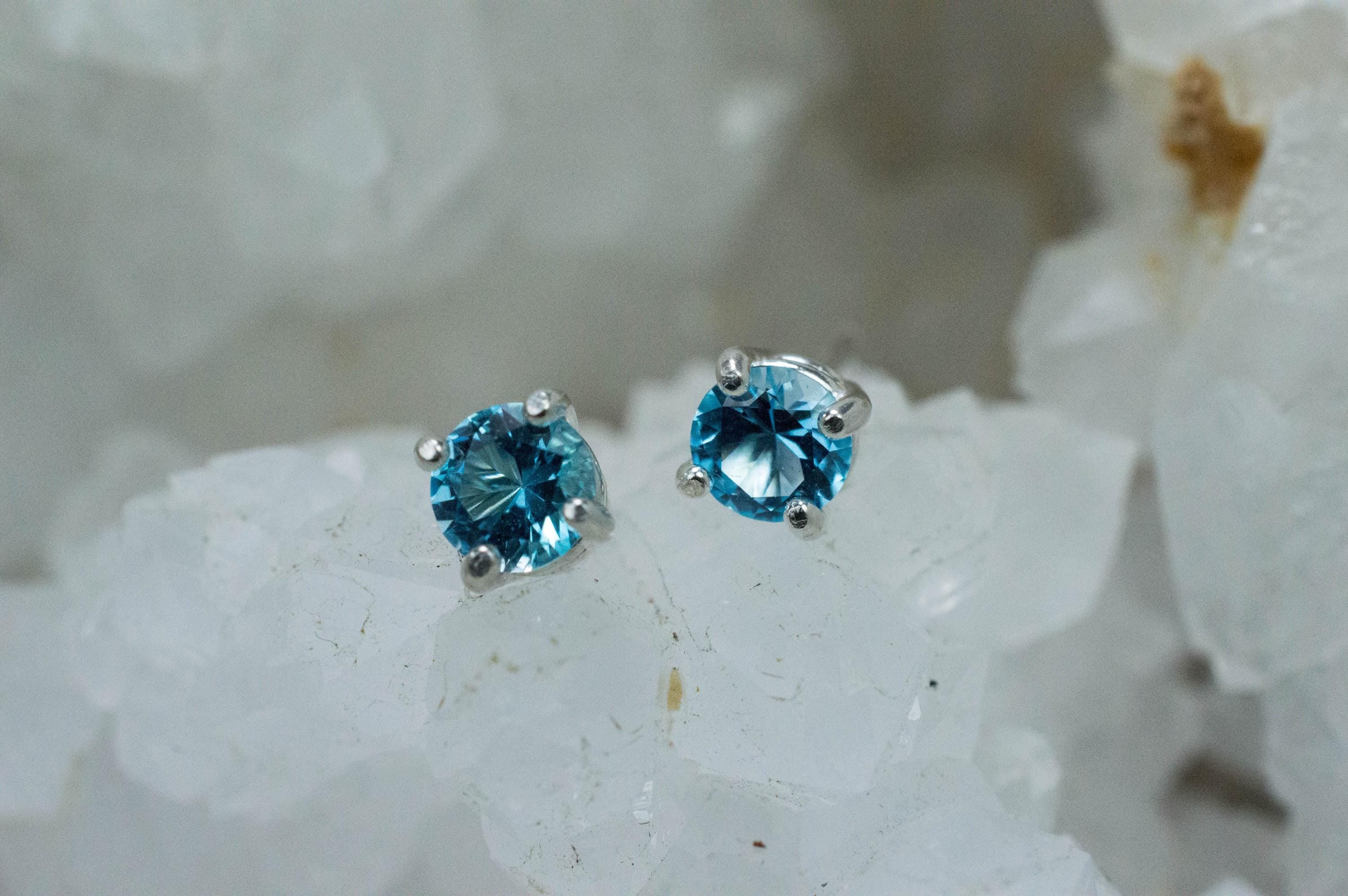 Blue Topaz Earrings; Natural Brazil Topaz; 0.980cts - Mark Oliver Gems