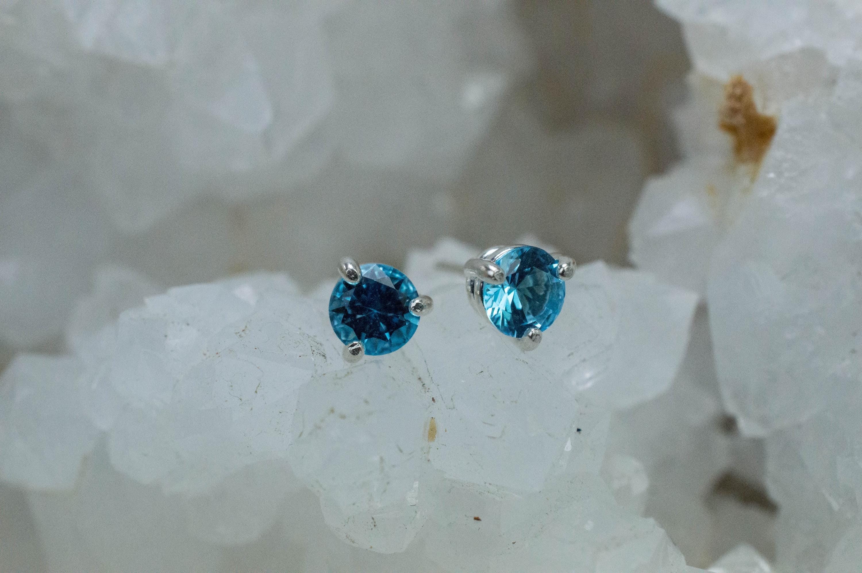 Blue Topaz Earrings; Natural Brazil Topaz; 0.985cts - Mark Oliver Gems