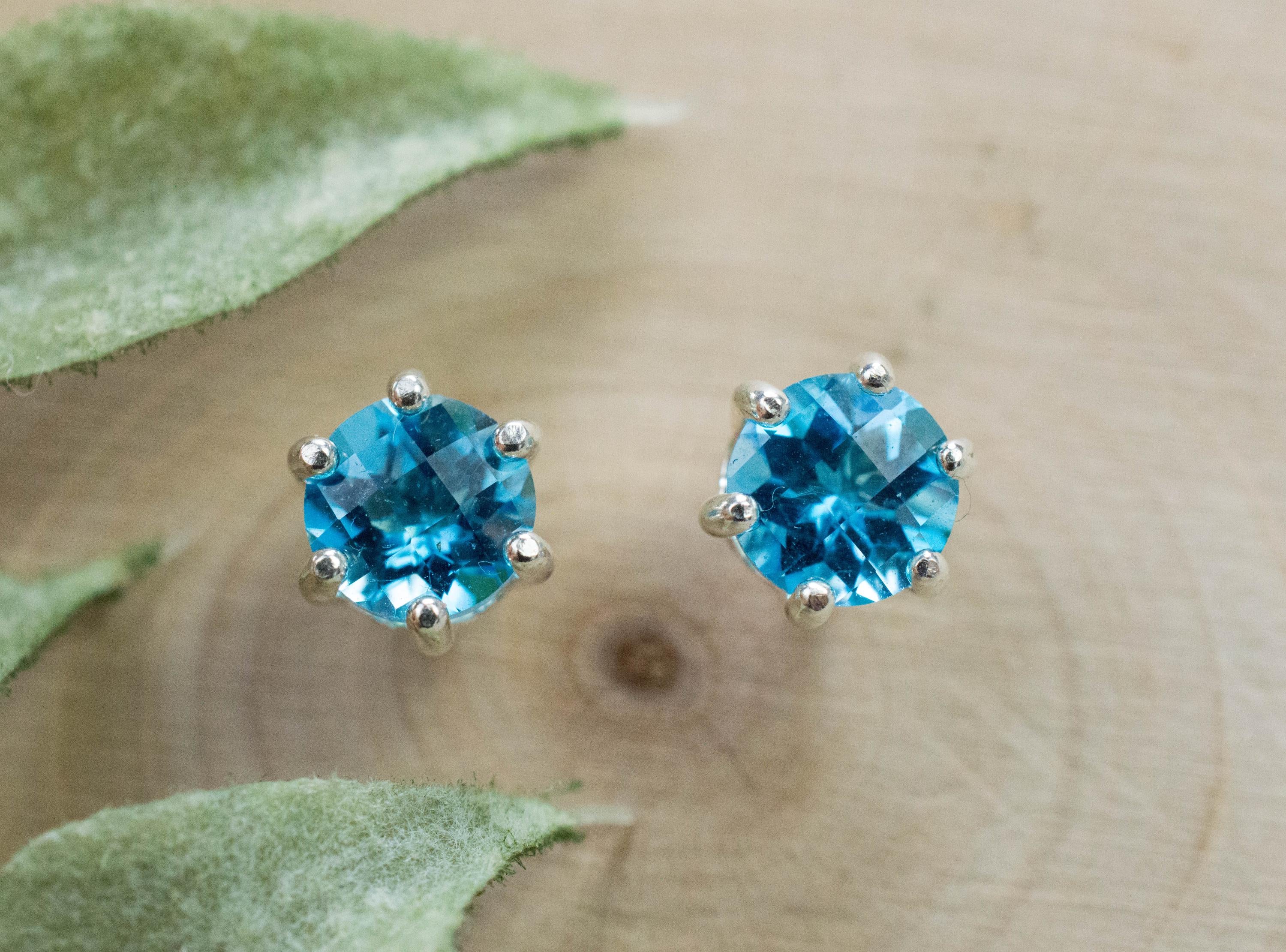 Blue Topaz Earrings; Natural Brazil Topaz; 1.620cts - Mark Oliver Gems