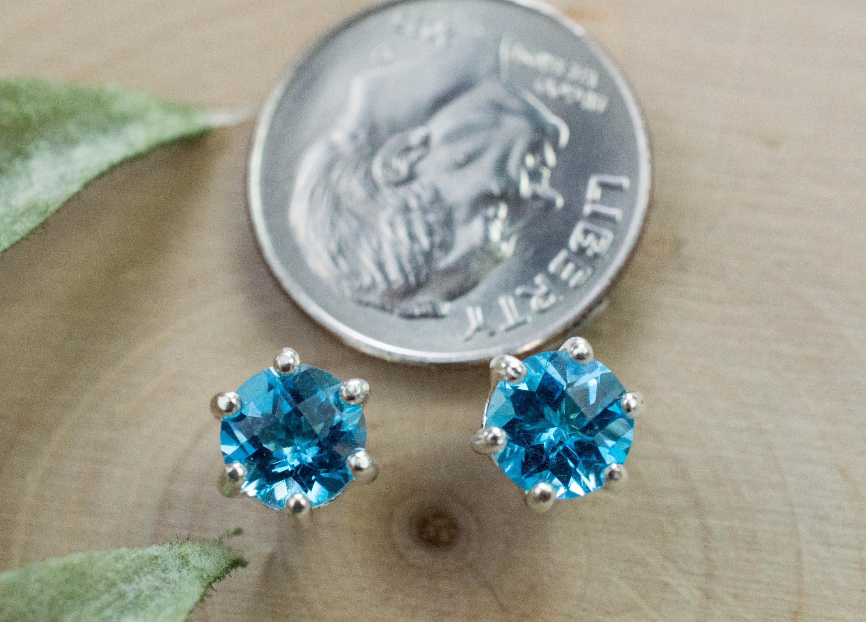 Blue Topaz Earrings; Natural Brazil Topaz; 1.620cts - Mark Oliver Gems