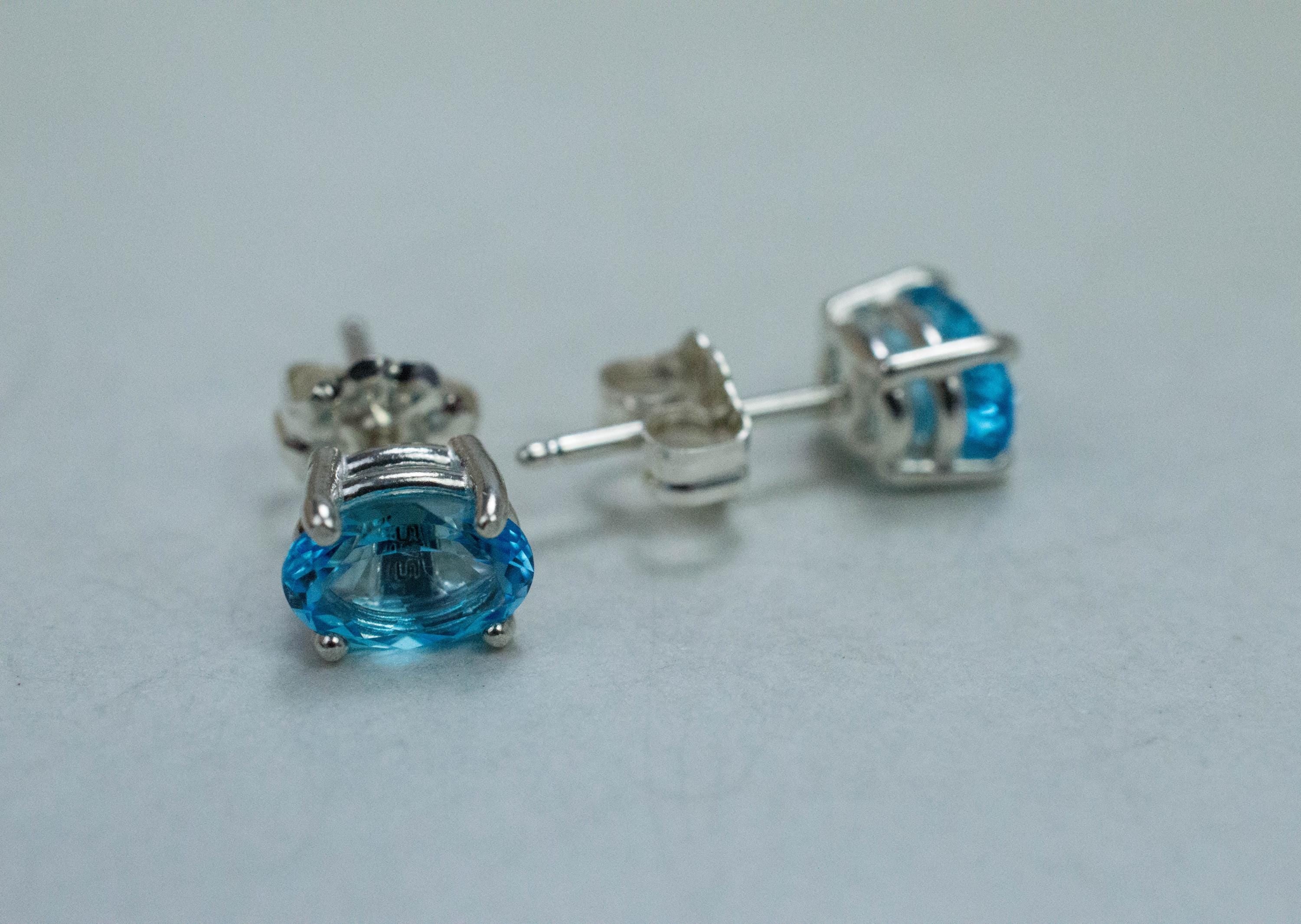 Blue Topaz Earrings; Natural Brazil Topaz; 1.640cts - Mark Oliver Gems