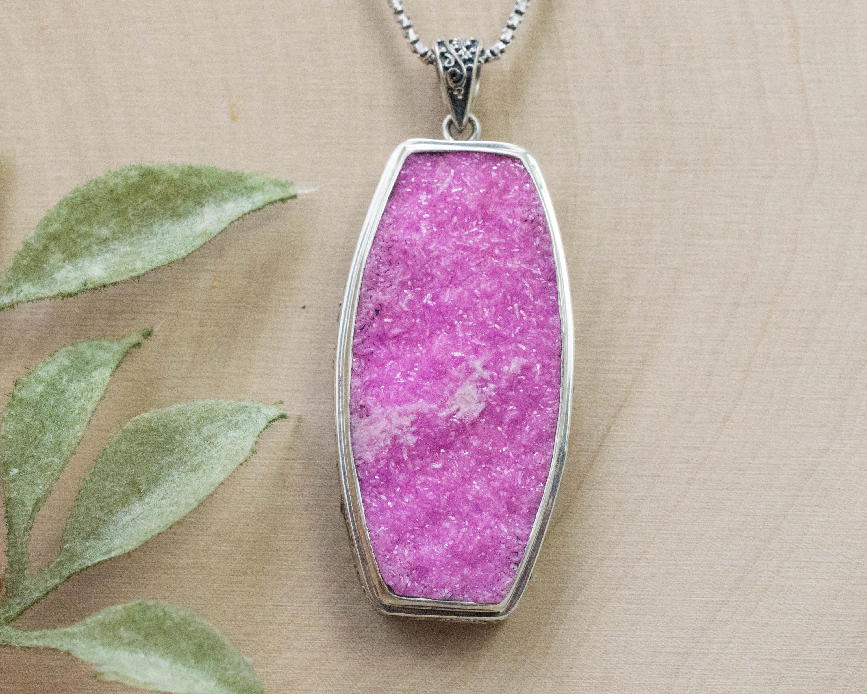 Cobalt Calcite Pendant, Natural Untreated Congo Cobalto Calcite; 41x21mm - Mark Oliver Gems