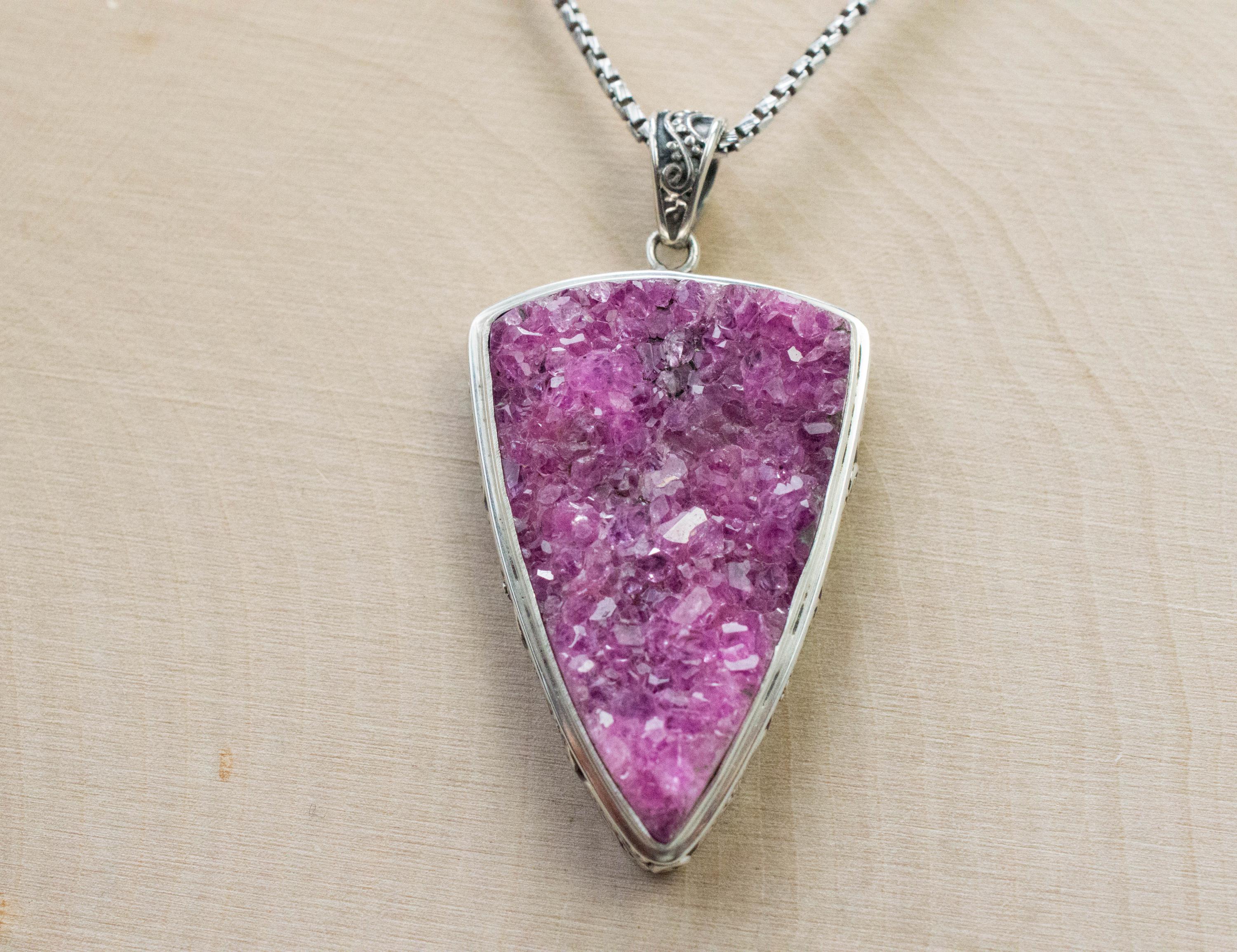 Cobalt Calcite Pendant, Natural Untreated Congo Cobalto Calcite; 31x22mm - Mark Oliver Gems