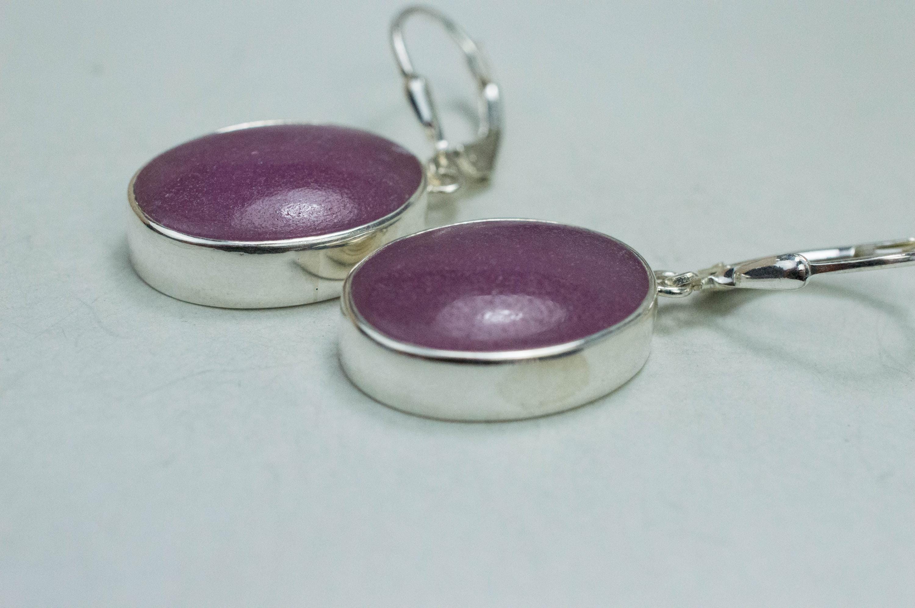 Cobalt Calcite Earrings, Natural Untreated Congo Cobalto Calcite; 19x14mm - Mark Oliver Gems