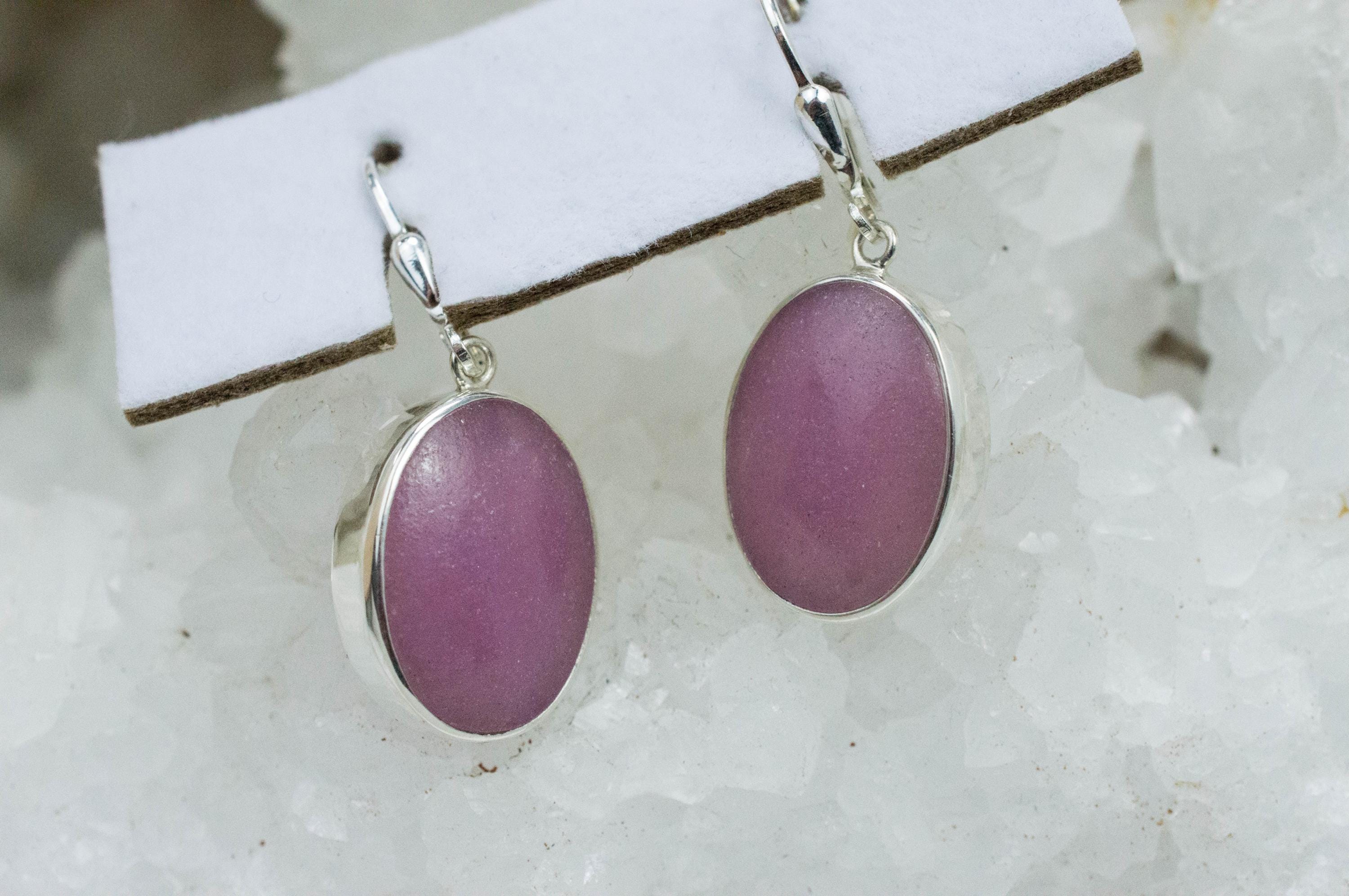 Cobalt Calcite Earrings, Natural Untreated Congo Cobalto Calcite; 19x14mm - Mark Oliver Gems