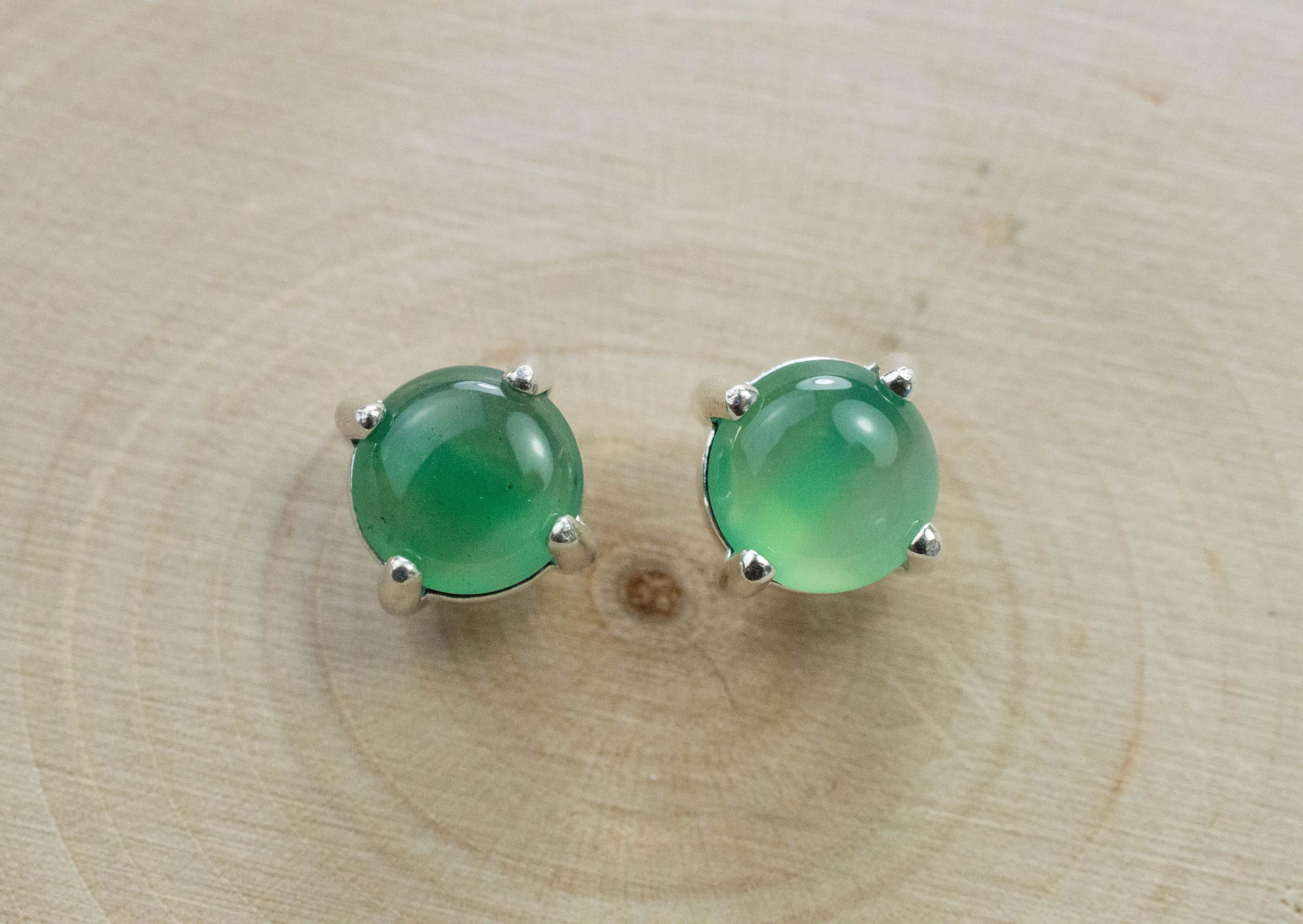 Chrome Chalcedony Earrings; Natural Untreated Zimbabwe Chalcedony; 1.940cts - Mark Oliver Gems