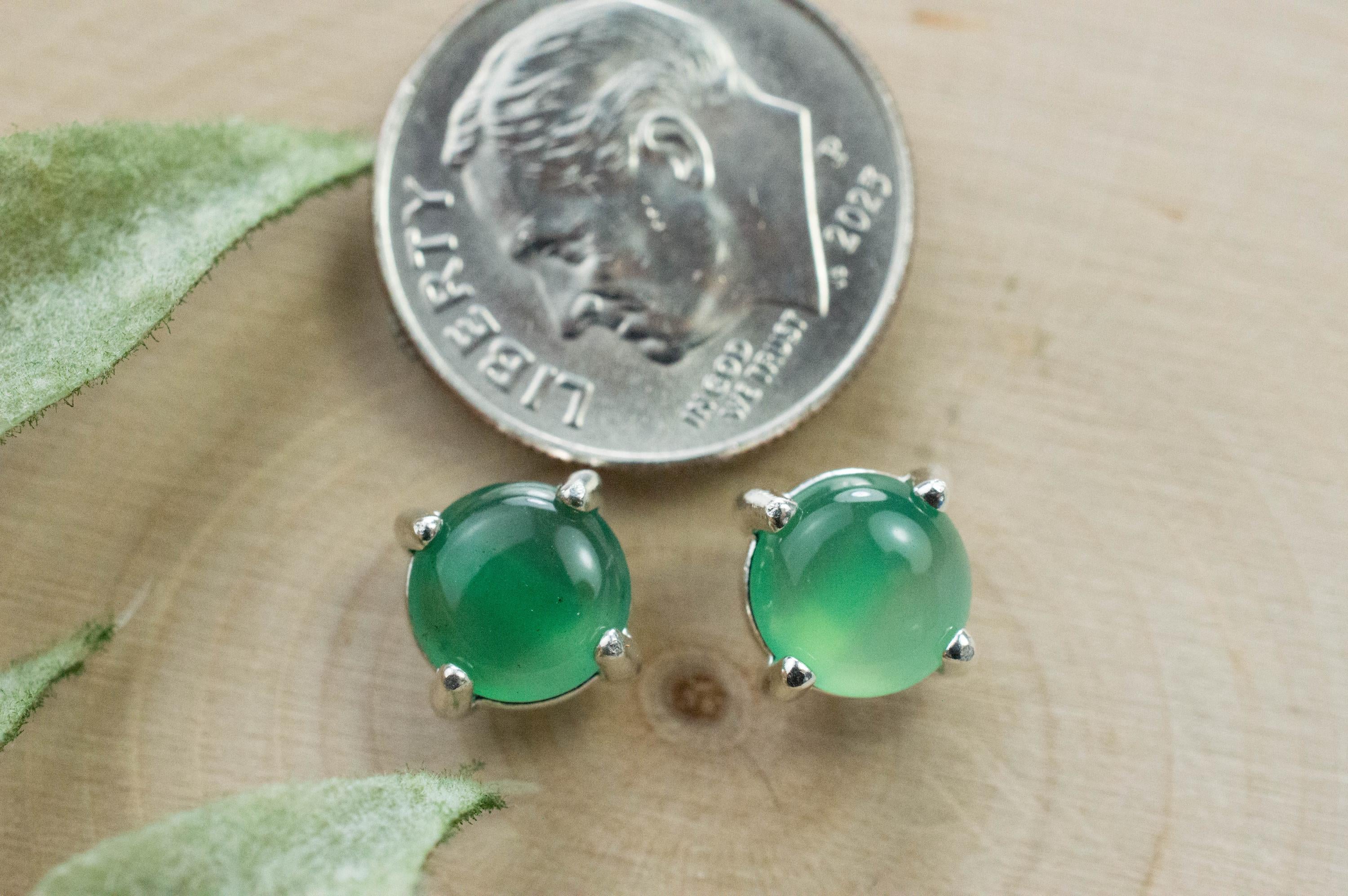 Chrome Chalcedony Earrings; Natural Untreated Zimbabwe Chalcedony; 1.940cts - Mark Oliver Gems