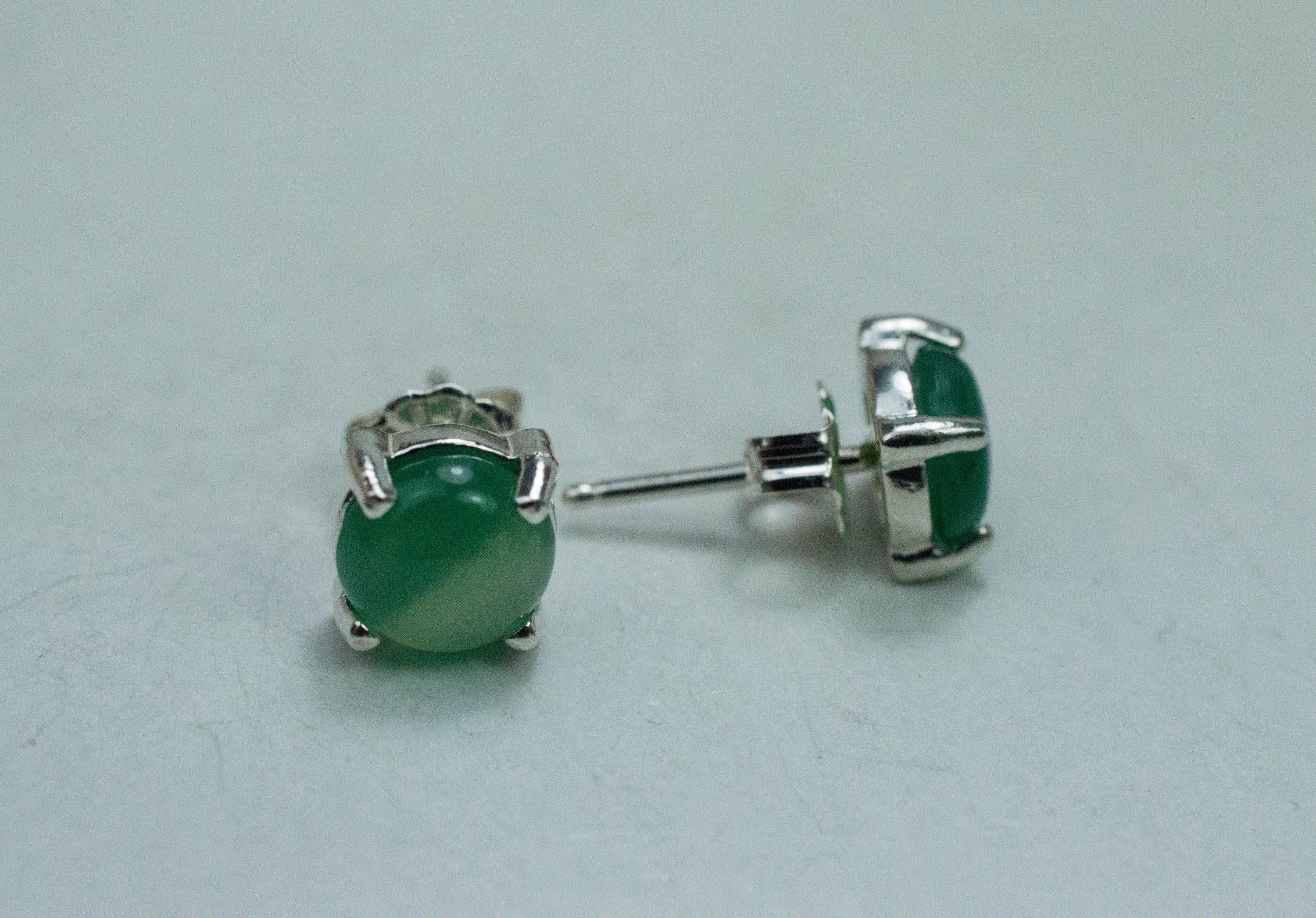 Chrome Chalcedony Earrings; Natural Untreated Zimbabwe Chalcedony; 1.940cts - Mark Oliver Gems
