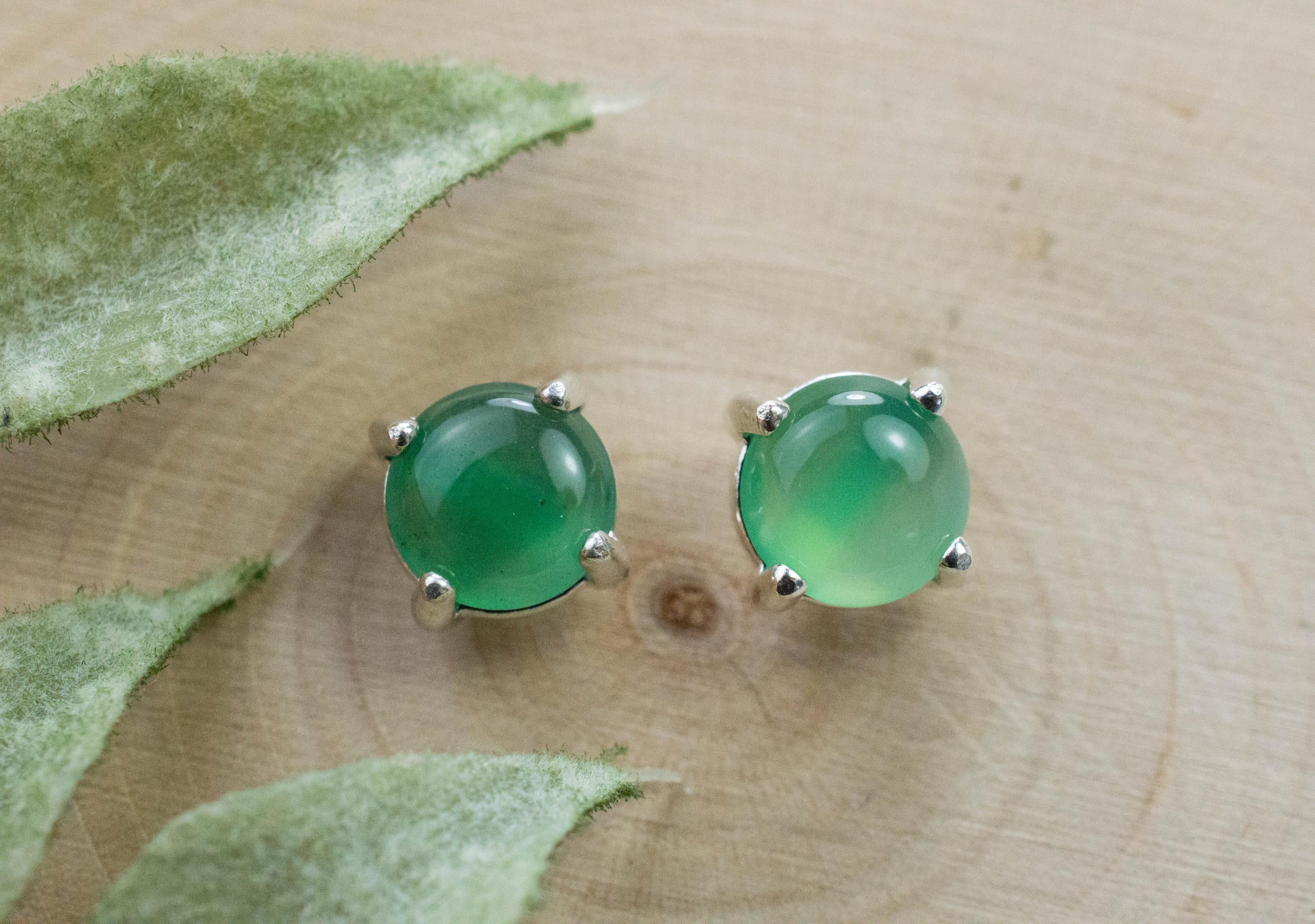 Chrome Chalcedony Earrings; Natural Untreated Zimbabwe Chalcedony; 1.940cts - Mark Oliver Gems