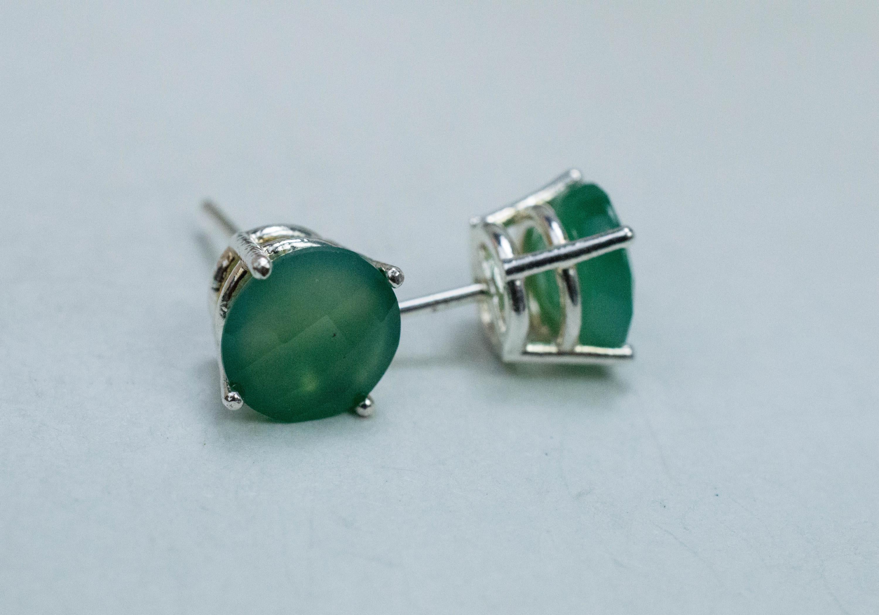 Chrome Chalcedony Earrings; Natural Untreated Zimbabwe Chalcedony; 4.185cts - Mark Oliver Gems