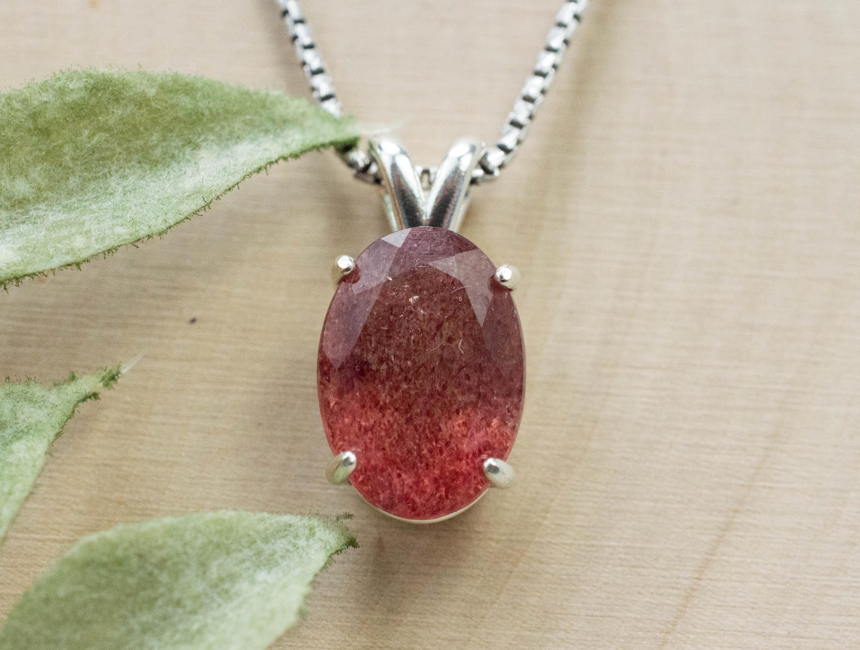 Strawberry Quartz Pendant; Natural Untreated Strawberry Quartz; 5.090cts - Mark Oliver Gems