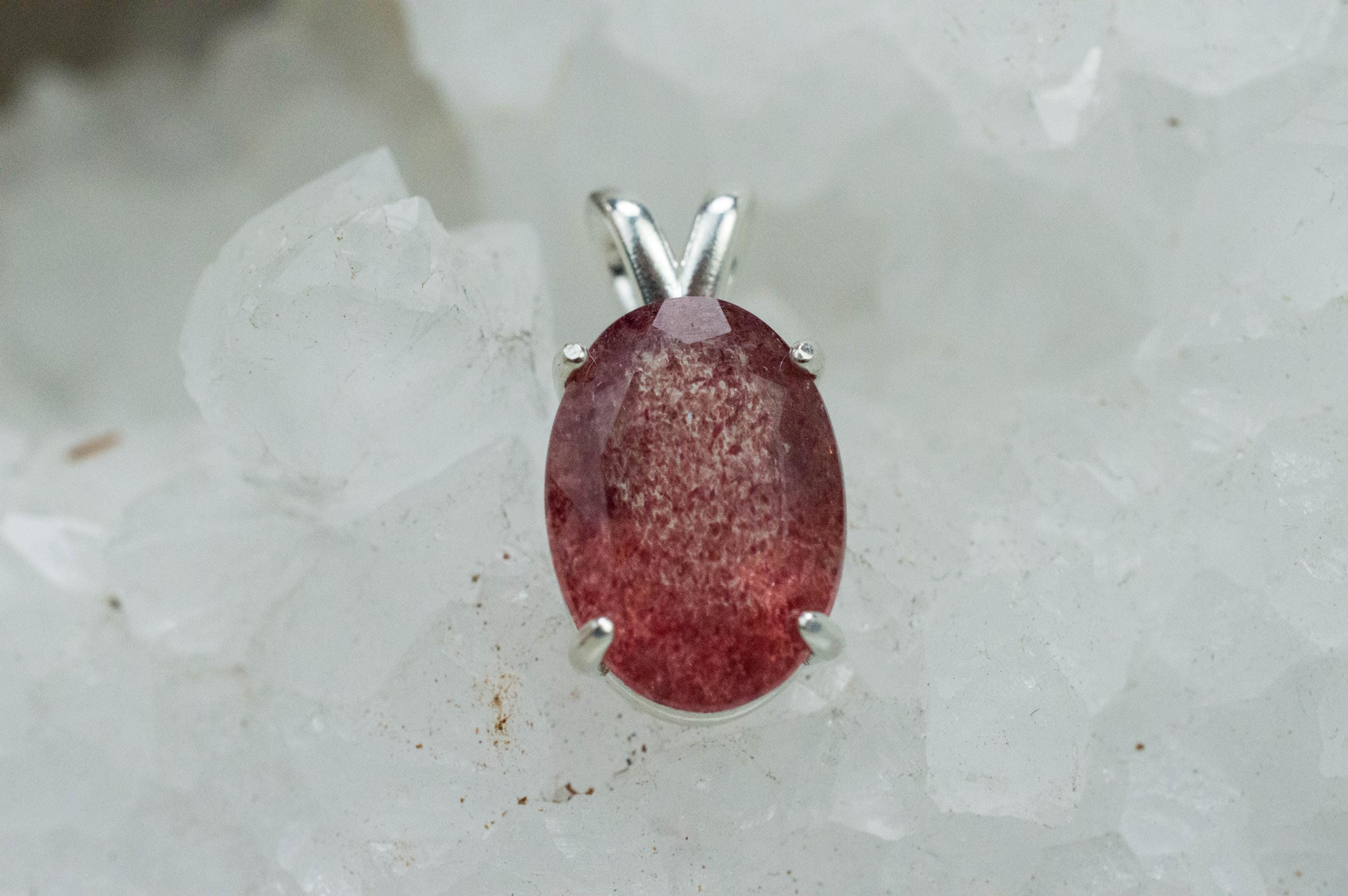 Strawberry Quartz Pendant; Natural Untreated Strawberry Quartz; 5.090cts - Mark Oliver Gems