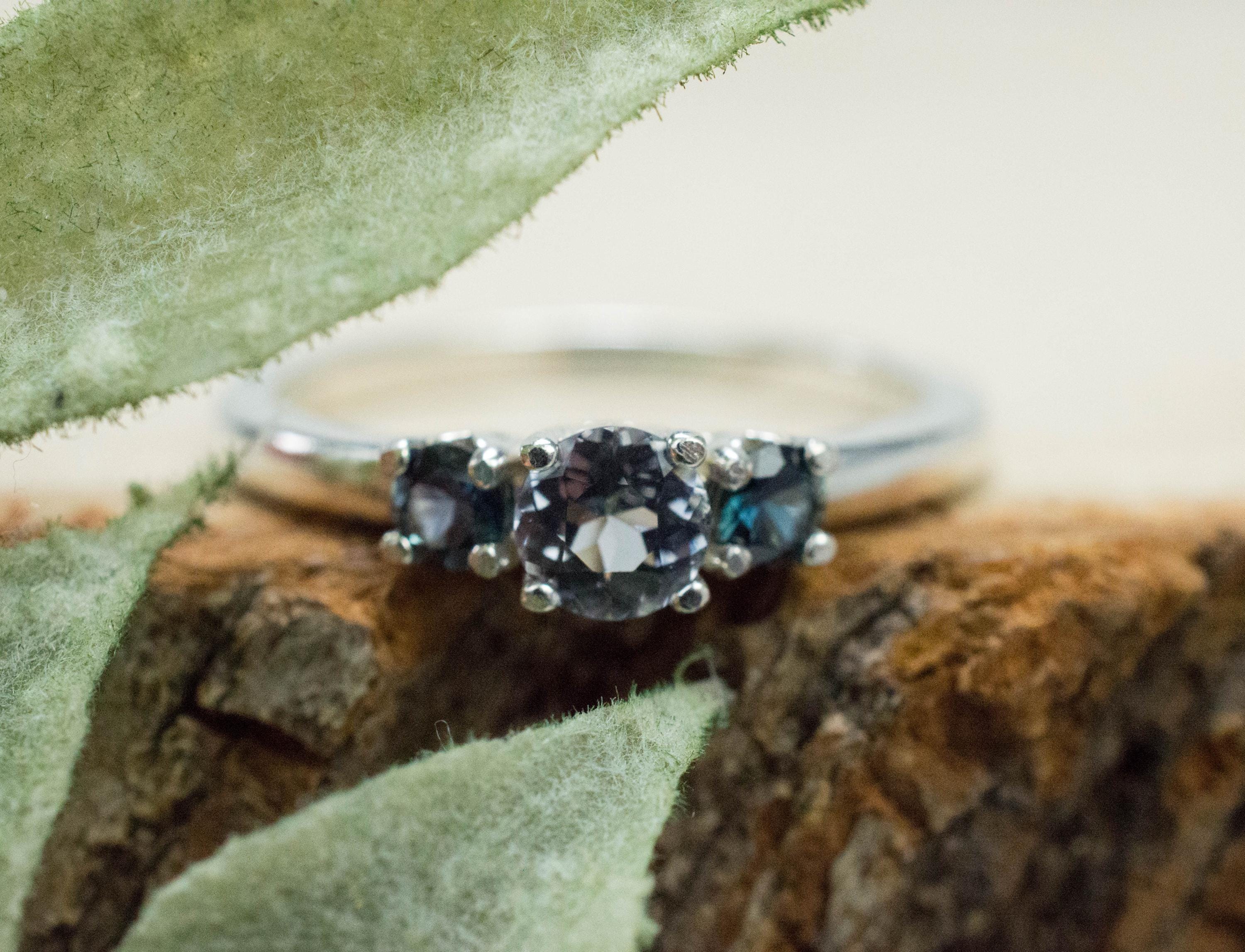 Gray and Blue Spinel Ring, Natural Untreated Mozambique Spinel - Mark Oliver Gems