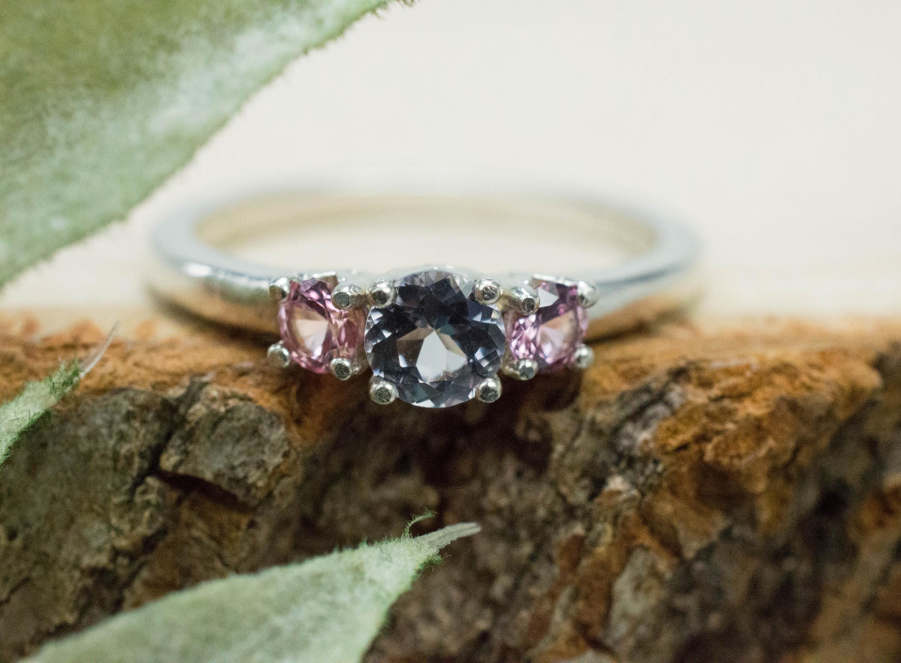 Gray and Pink Spinel Ring, Natural Untreated Mozambique and Vietnam Spinel - Mark Oliver Gems