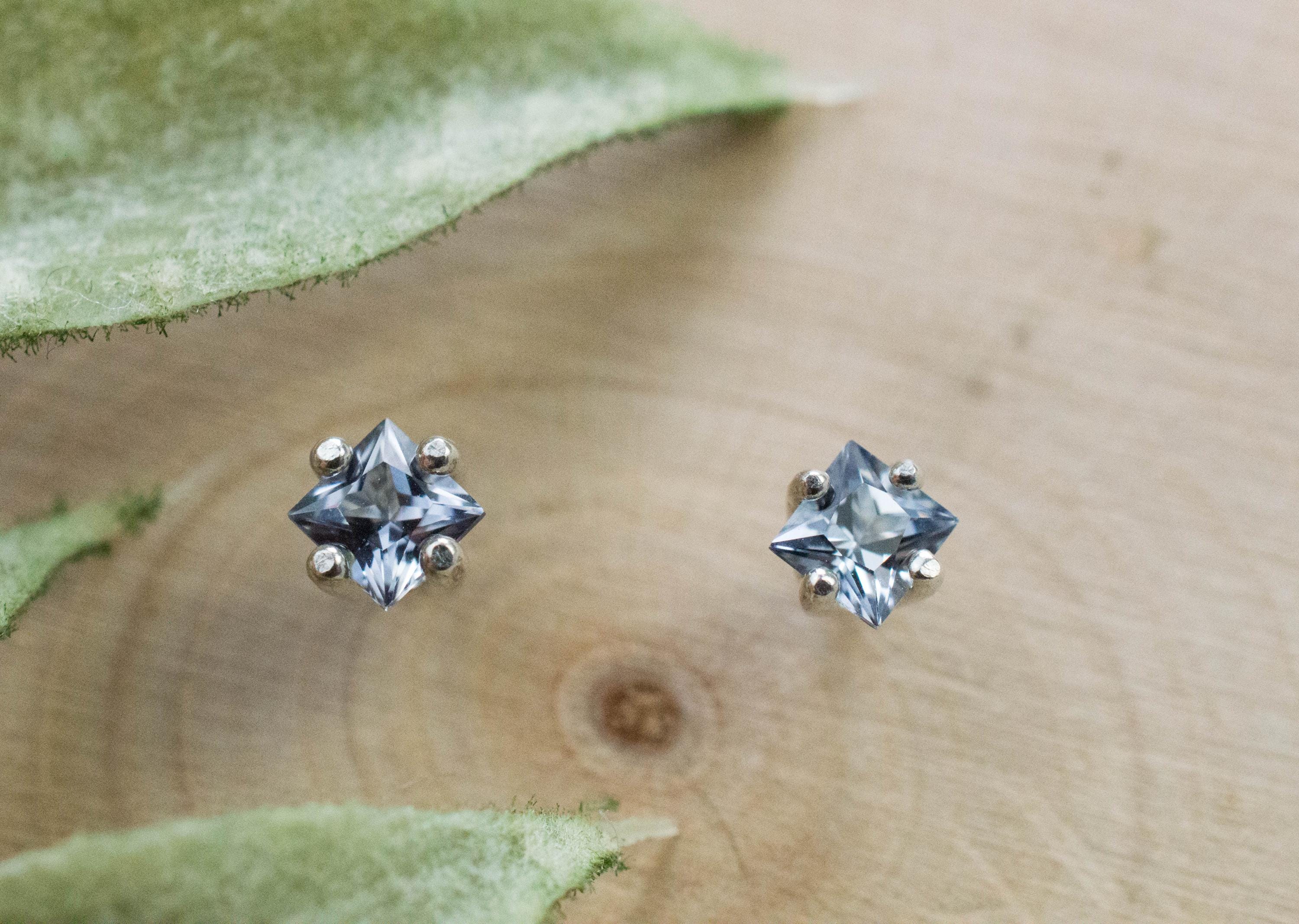 Gray Spinel Earrings; Natural Untreated Mozambique Spinel; 0.350cts - Mark Oliver Gems