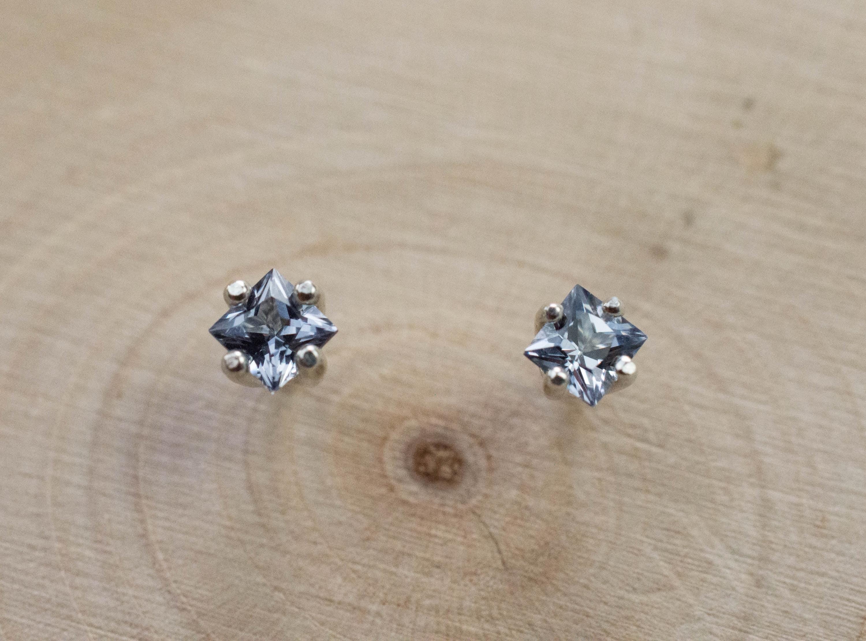 Gray Spinel Earrings; Natural Untreated Mozambique Spinel; 0.350cts - Mark Oliver Gems