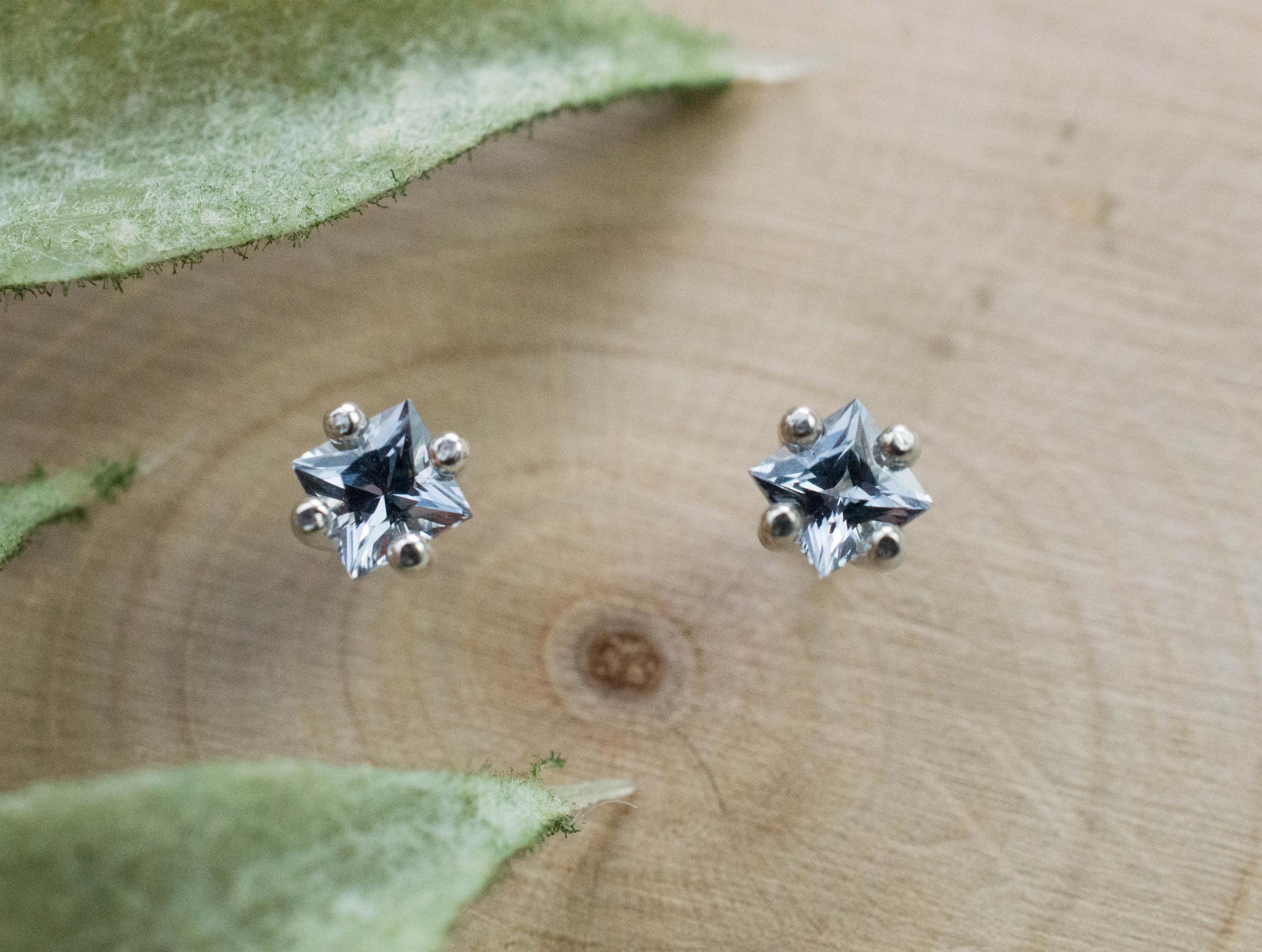 Gray Spinel Earrings; Natural Untreated Mozambique Spinel; 0.355cts - Mark Oliver Gems