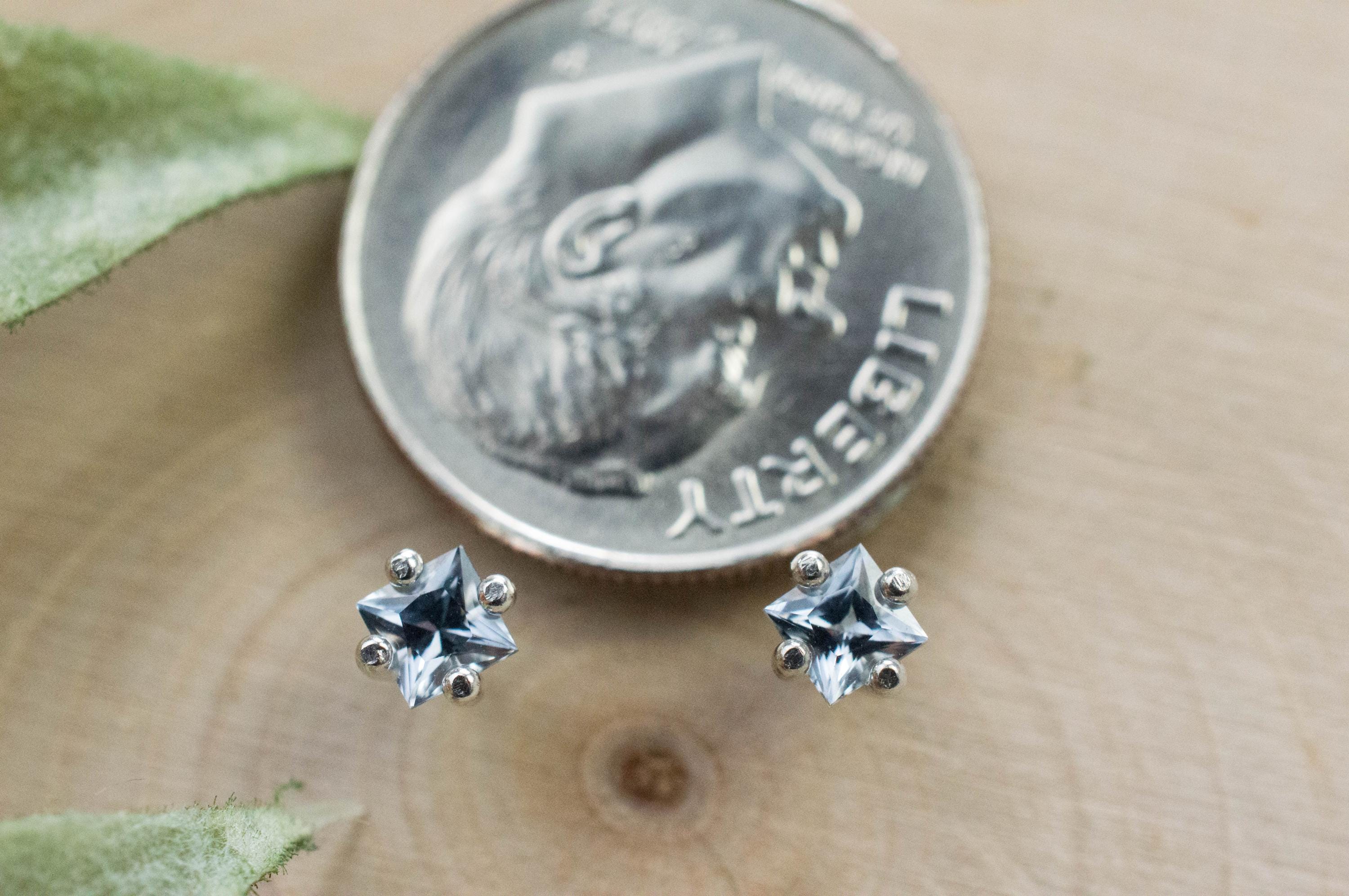 Gray Spinel Earrings; Natural Untreated Mozambique Spinel; 0.355cts - Mark Oliver Gems