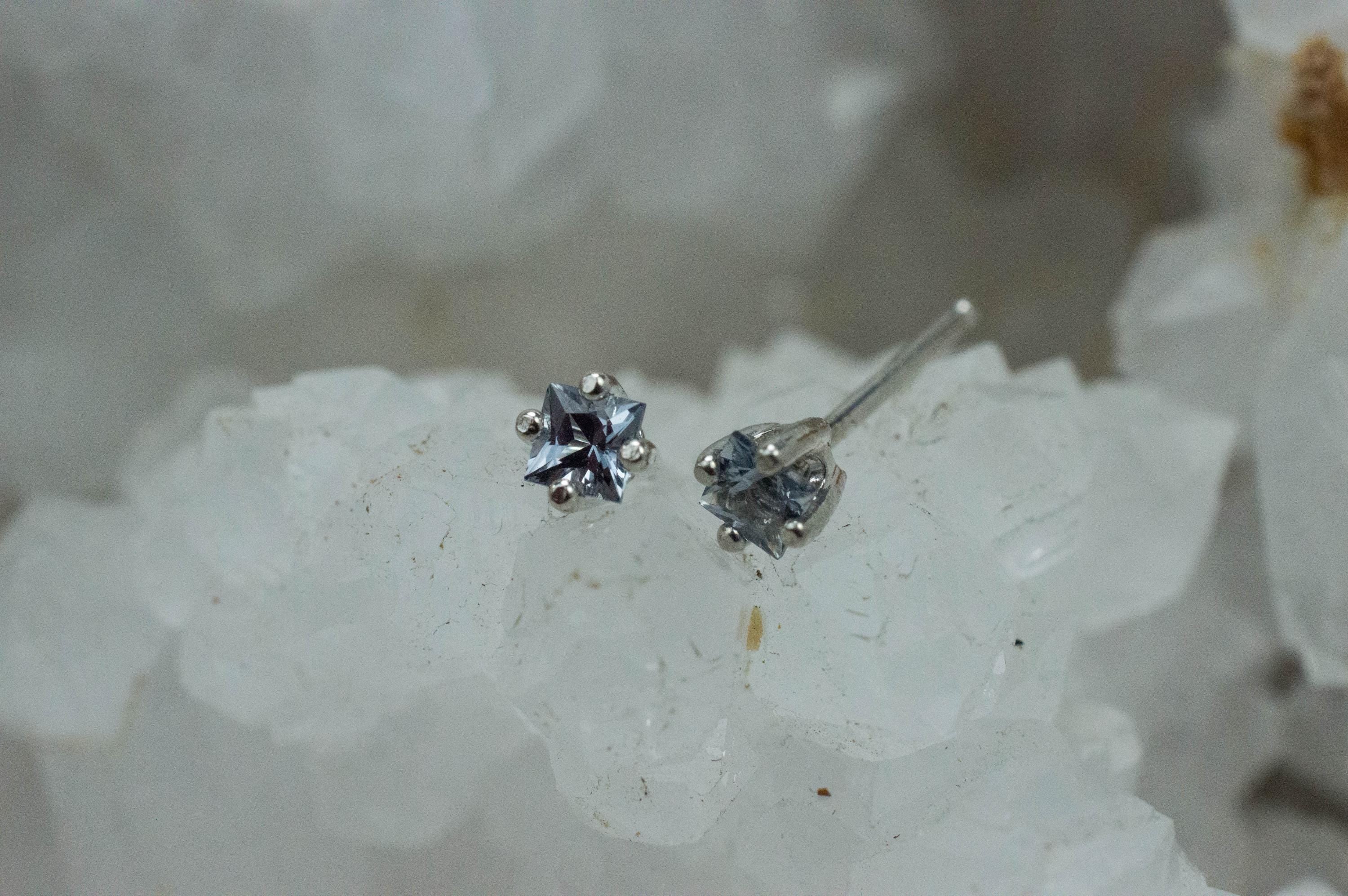 Gray Spinel Earrings; Natural Untreated Mozambique Spinel; 0.355cts - Mark Oliver Gems