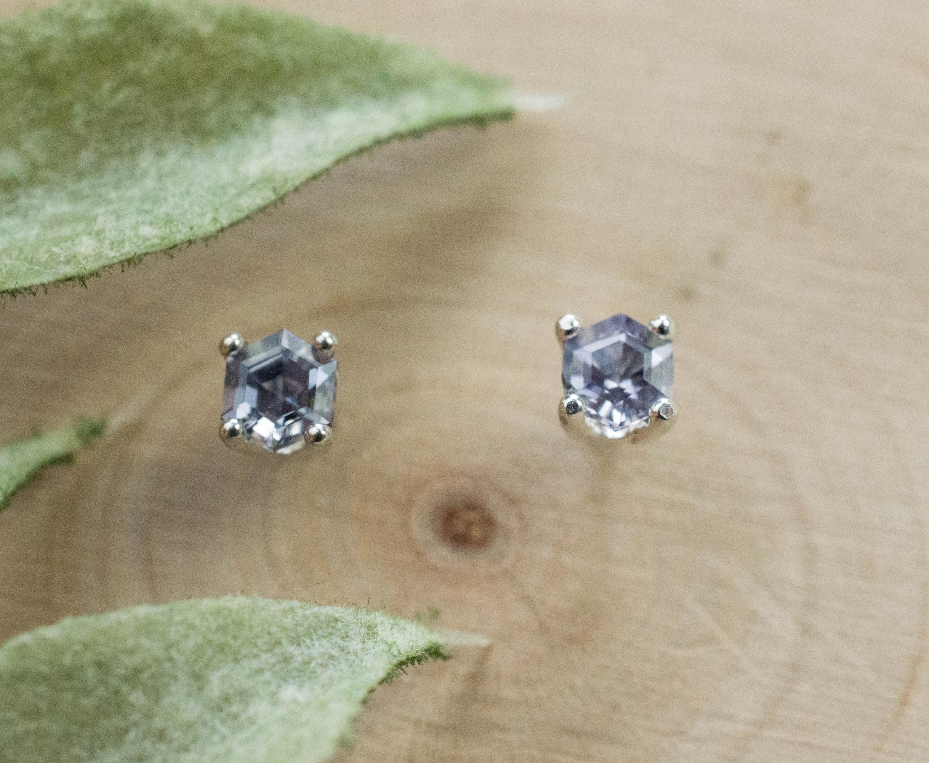 Gray Spinel Earrings; Natural Untreated Mozambique Spinel; 0.455cts - Mark Oliver Gems