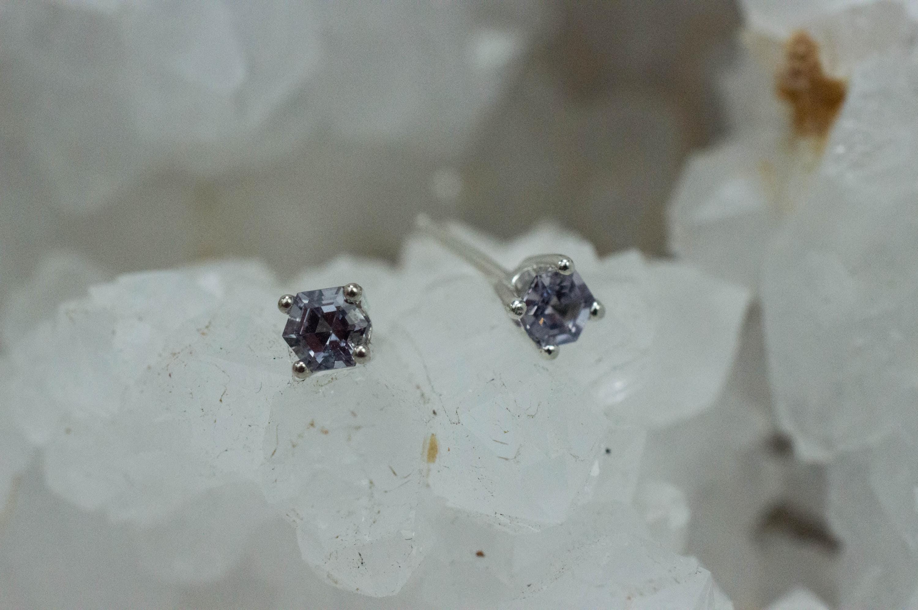 Gray Spinel Earrings; Natural Untreated Mozambique Spinel; 0.455cts - Mark Oliver Gems