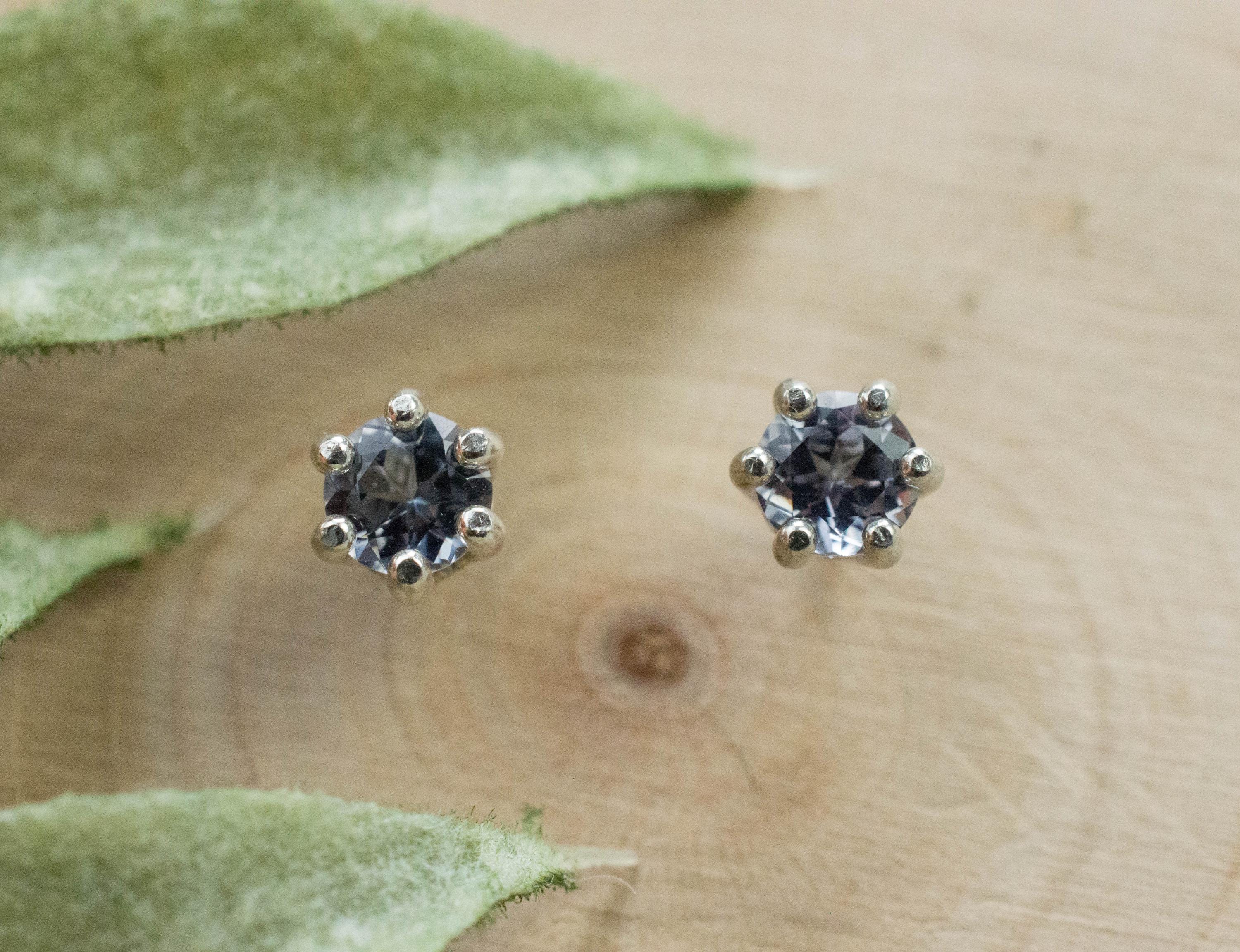 Gray Spinel Earrings; Natural Untreated Mozambique Spinel; 0.540cts - Mark Oliver Gems