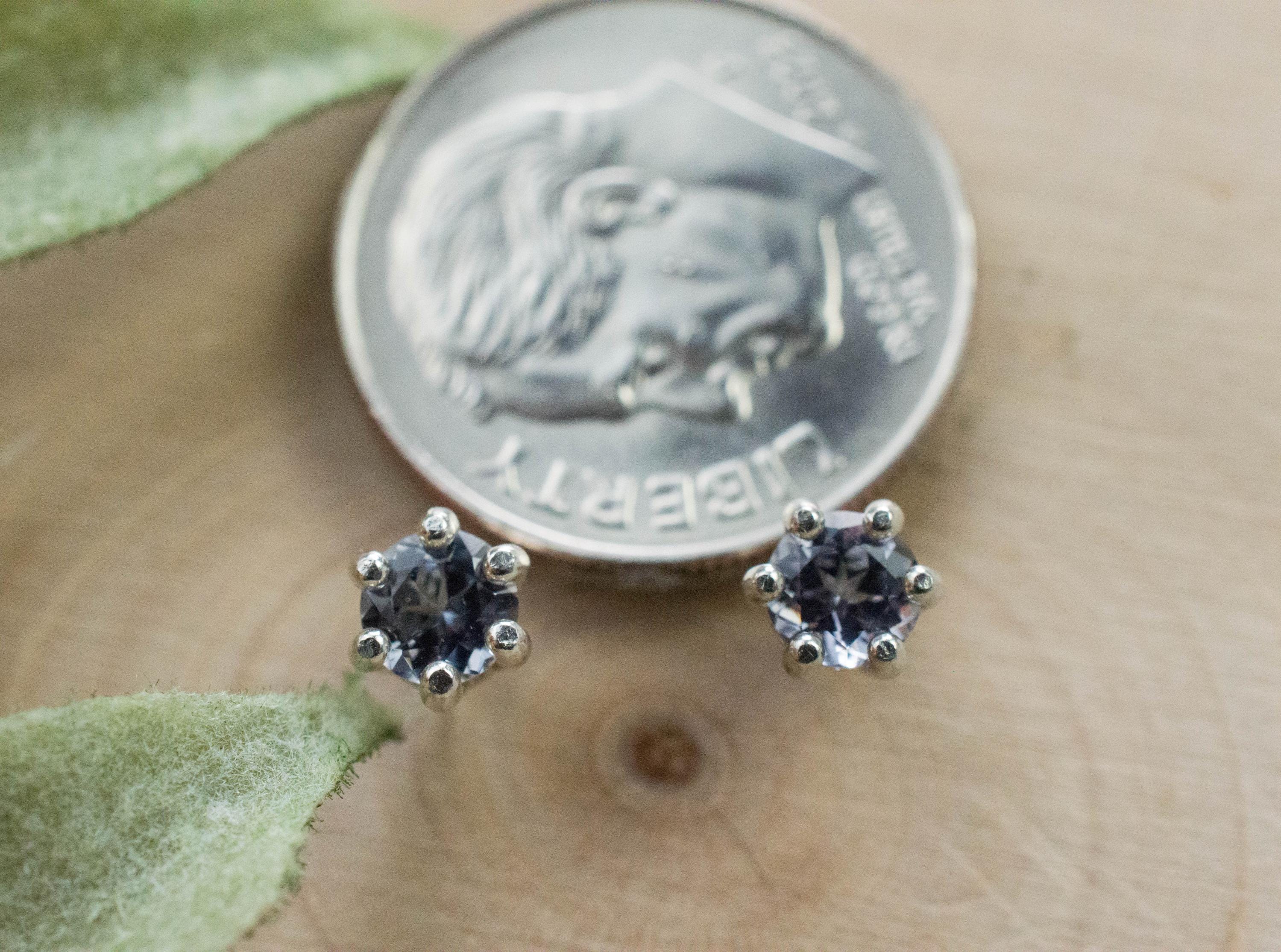 Gray Spinel Earrings; Natural Untreated Mozambique Spinel; 0.540cts - Mark Oliver Gems