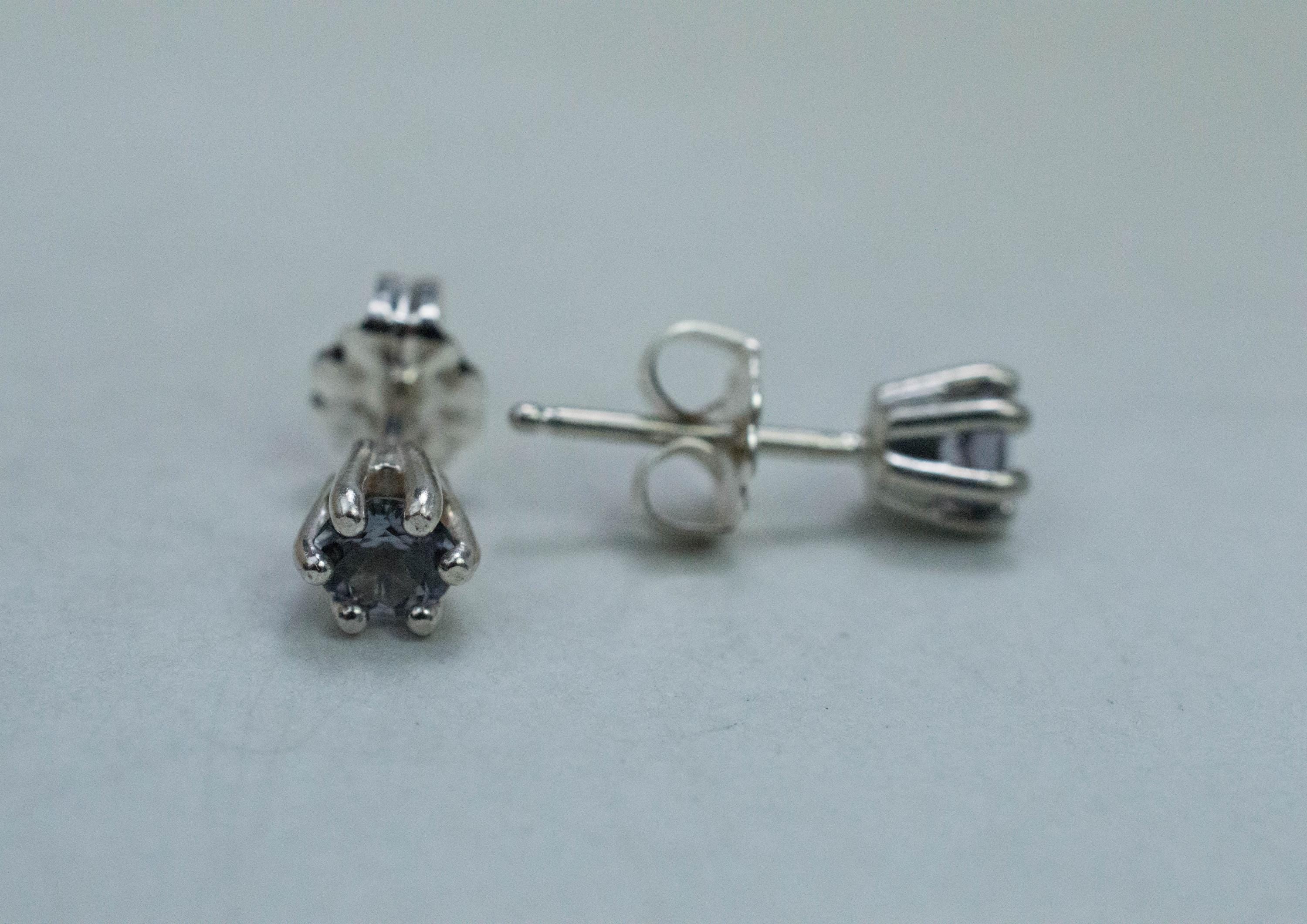 Gray Spinel Earrings; Natural Untreated Mozambique Spinel; 0.540cts - Mark Oliver Gems
