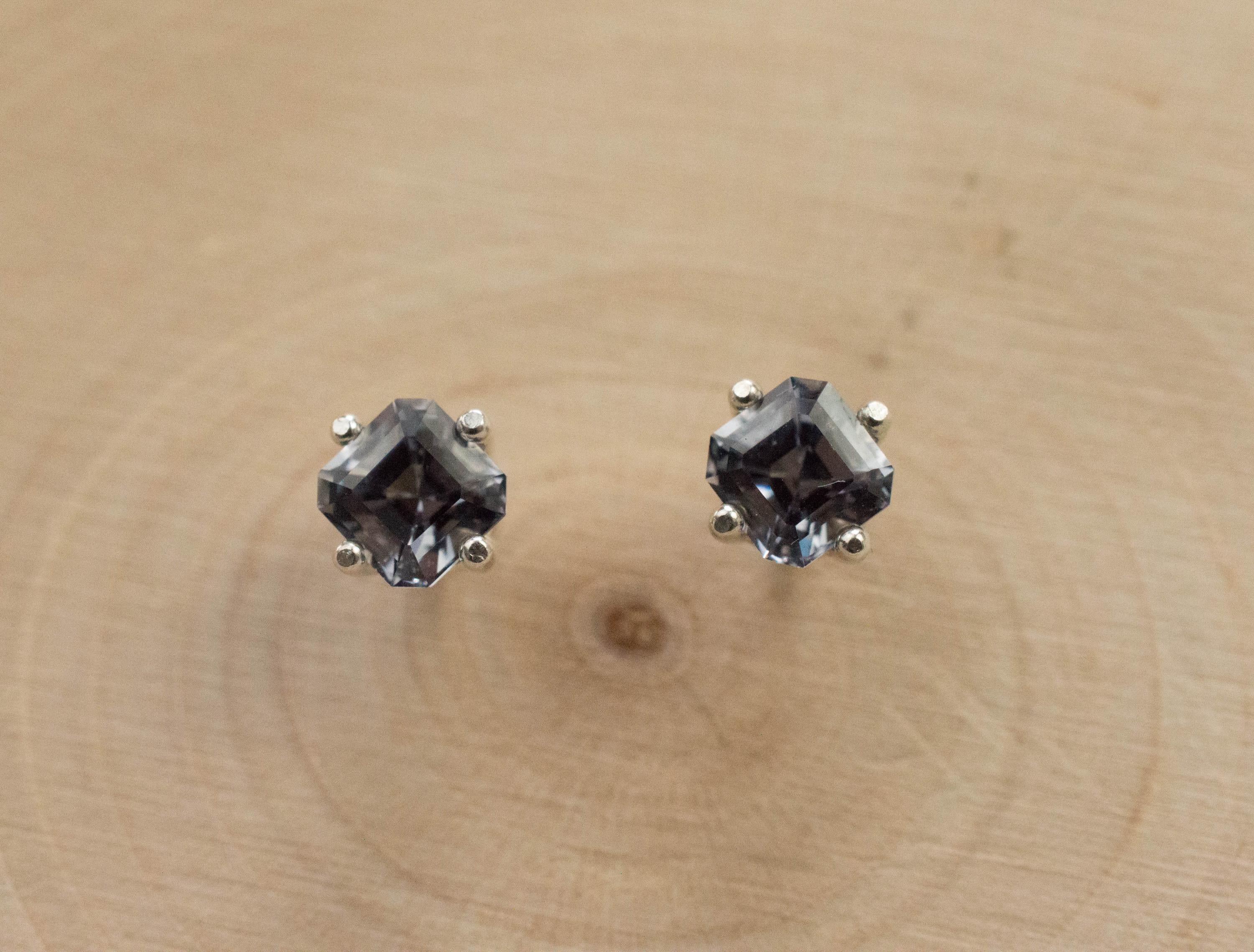 Gray Spinel Earrings; Natural Untreated Mozambique Spinel; 1.160cts - Mark Oliver Gems