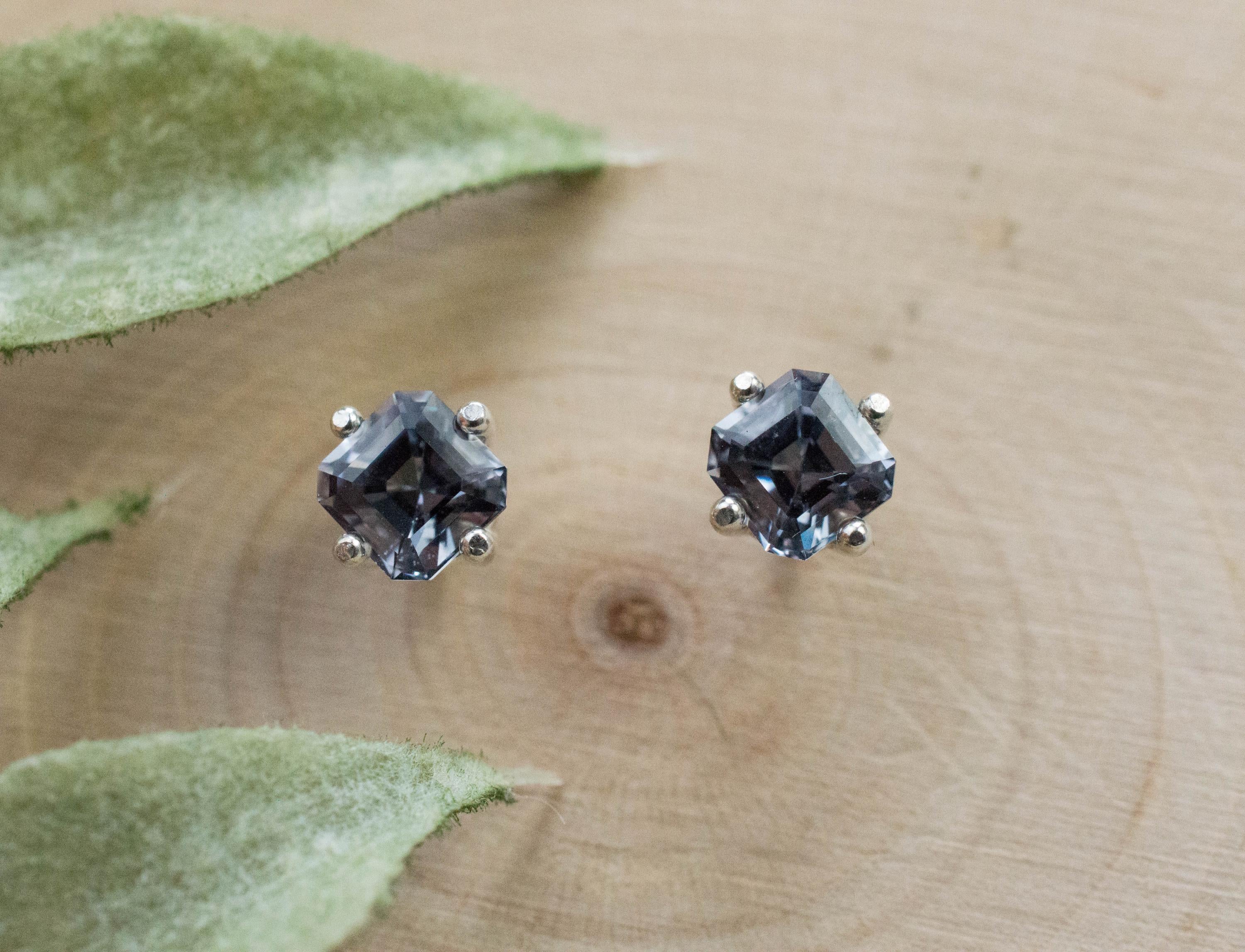 Gray Spinel Earrings; Natural Untreated Mozambique Spinel; 1.160cts - Mark Oliver Gems