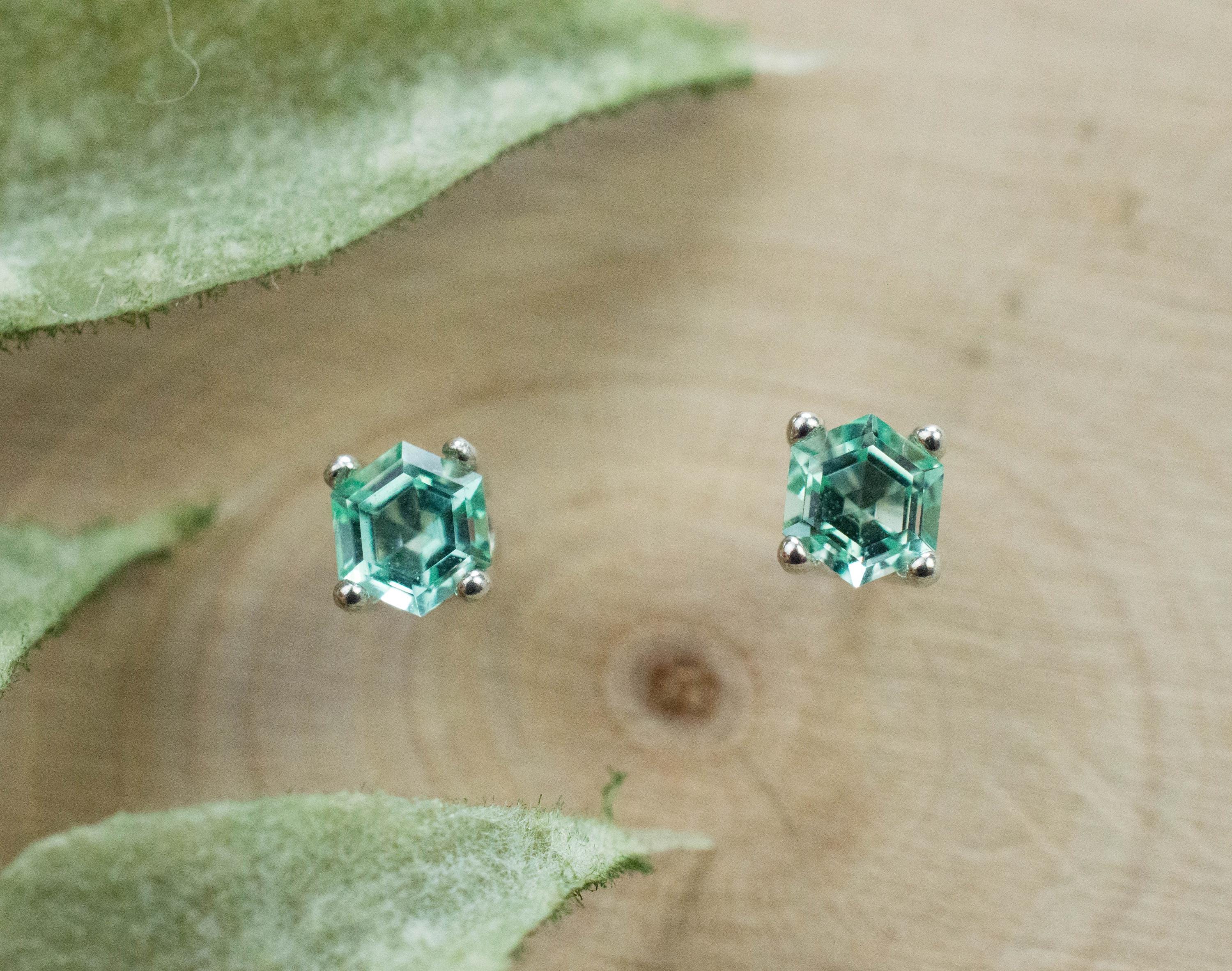 Green Beryl Earrings, Natural Untreated Nigeria Beryl; 0.345cts - Mark Oliver Gems
