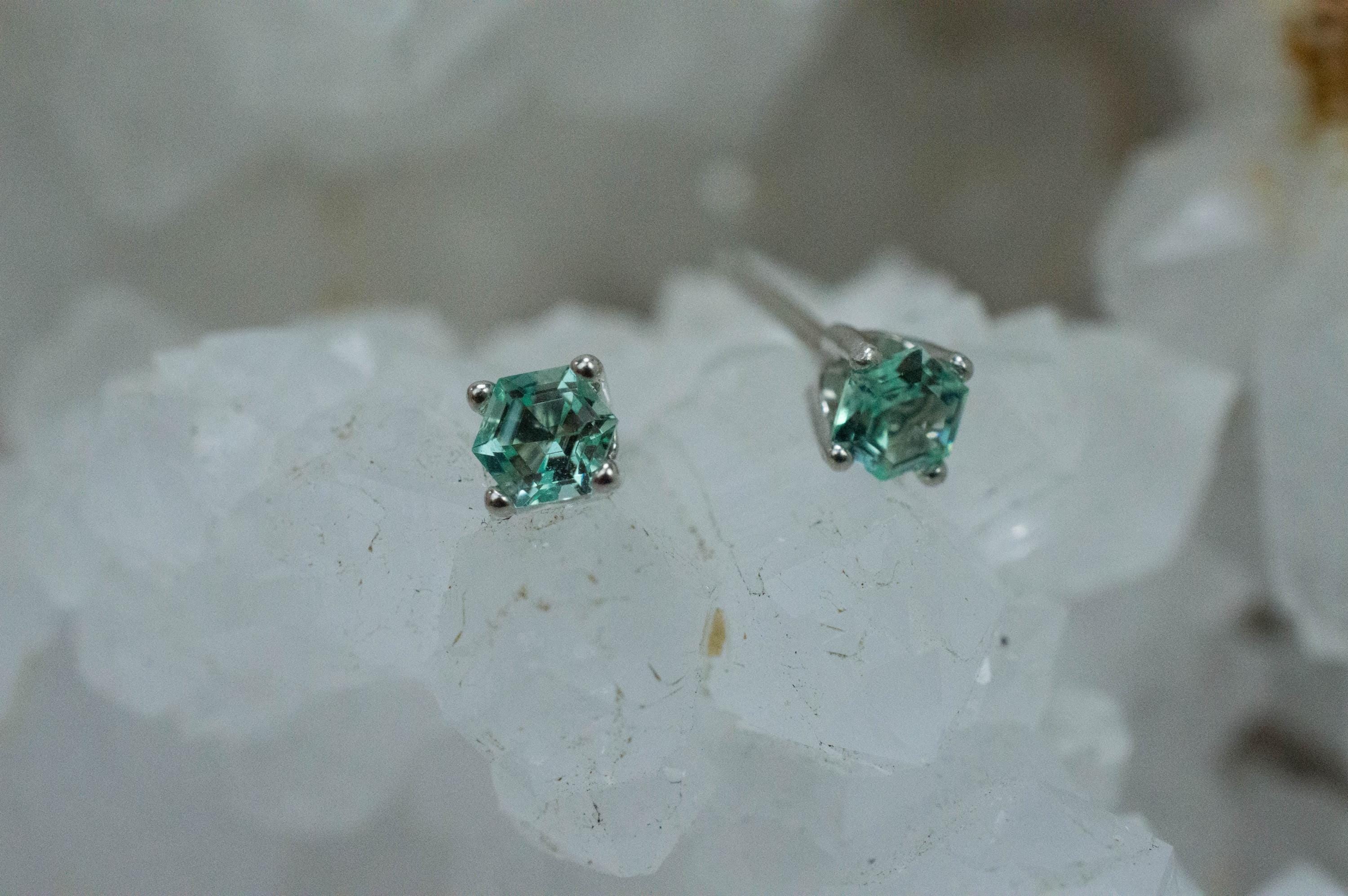 Green Beryl Earrings, Natural Untreated Nigeria Beryl; 0.345cts - Mark Oliver Gems
