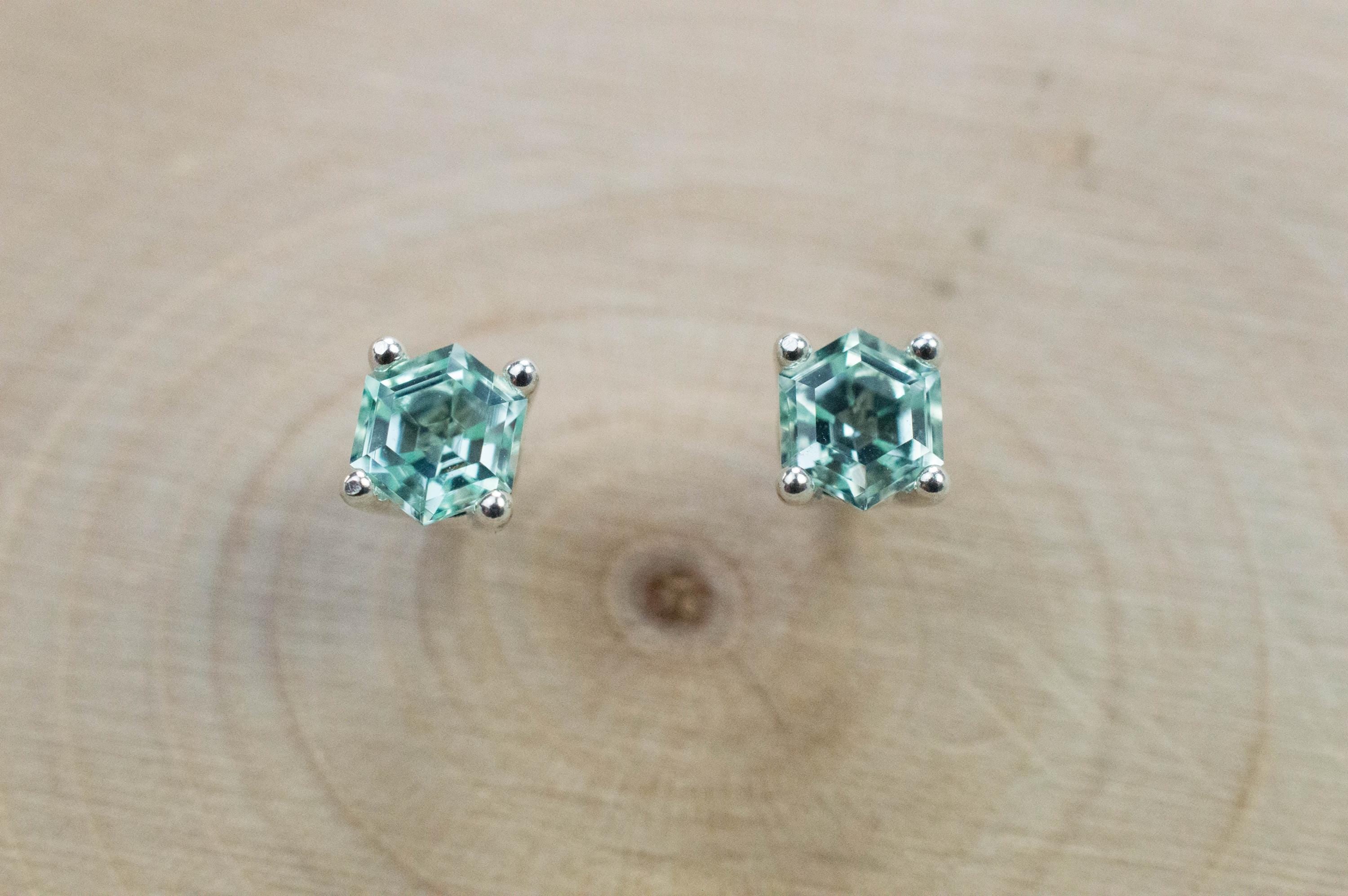 Green Beryl Earrings, Natural Untreated Nigeria Beryl; 0.540cts - Mark Oliver Gems