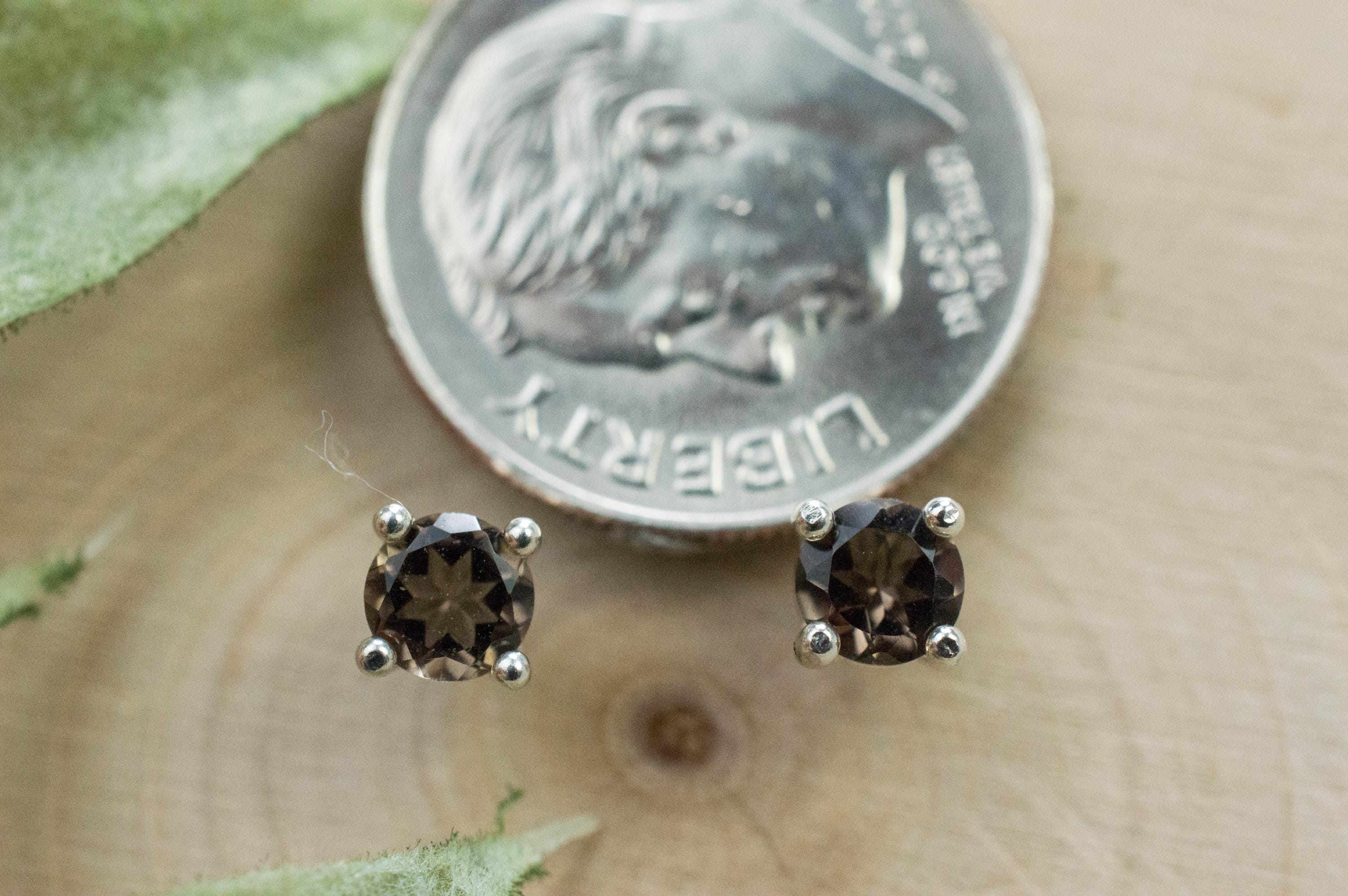 Smoky Quartz Earrings; Natural Untreated USA Quartz; 0.450cts - Mark Oliver Gems