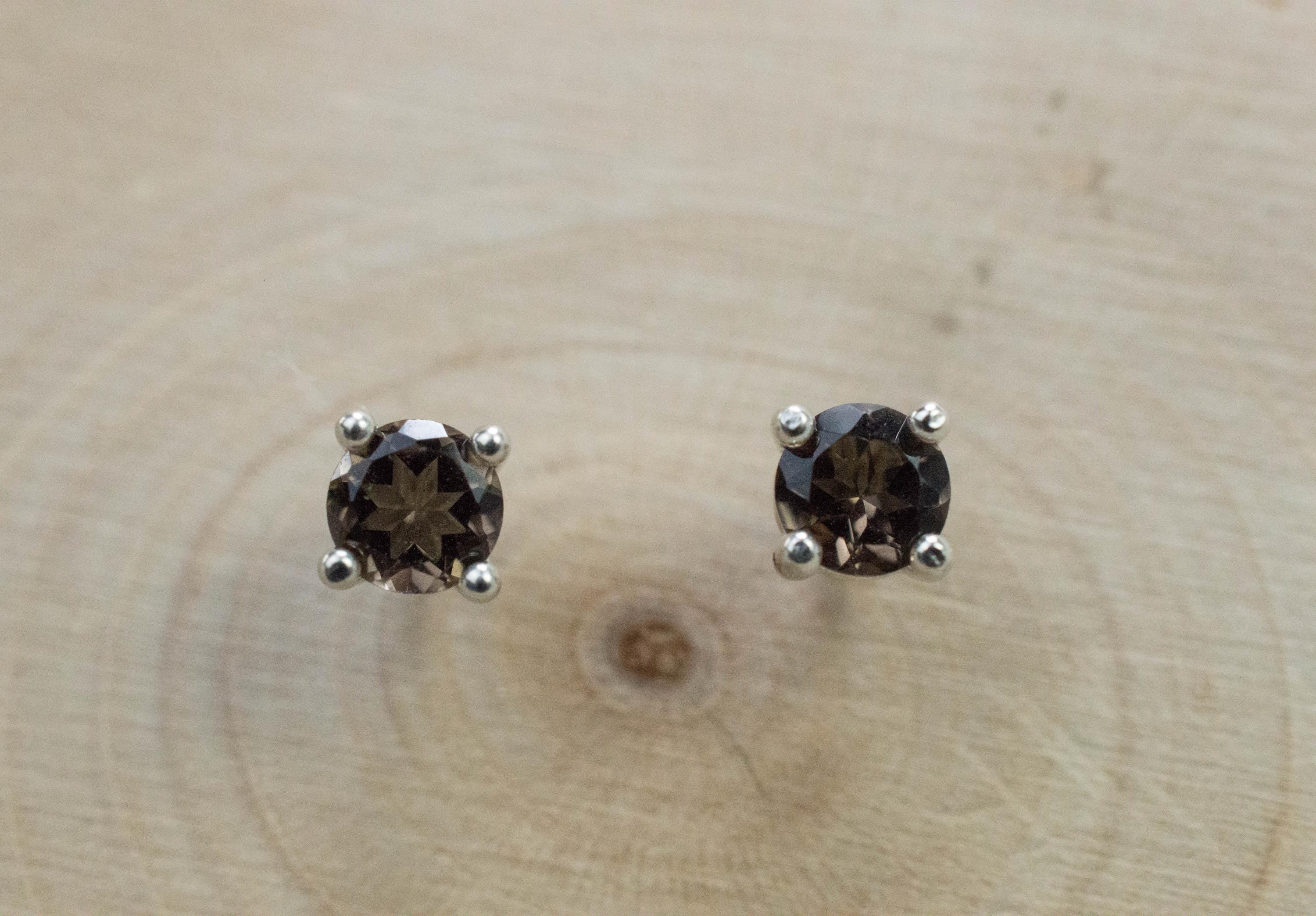 Smoky Quartz Earrings; Natural Untreated USA Quartz; 0.450cts - Mark Oliver Gems