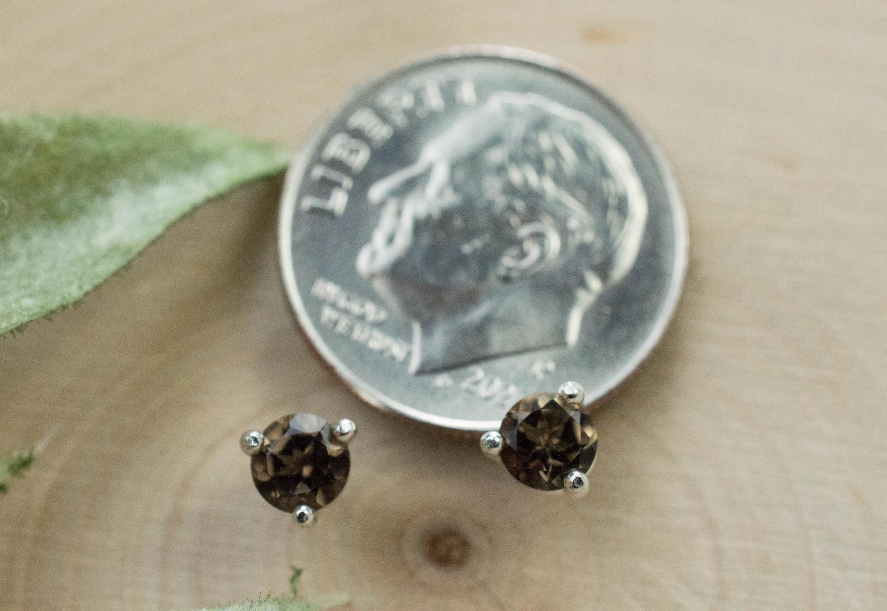 Smoky Quartz Earrings; Natural Untreated USA Quartz; 0.455cts - Mark Oliver Gems
