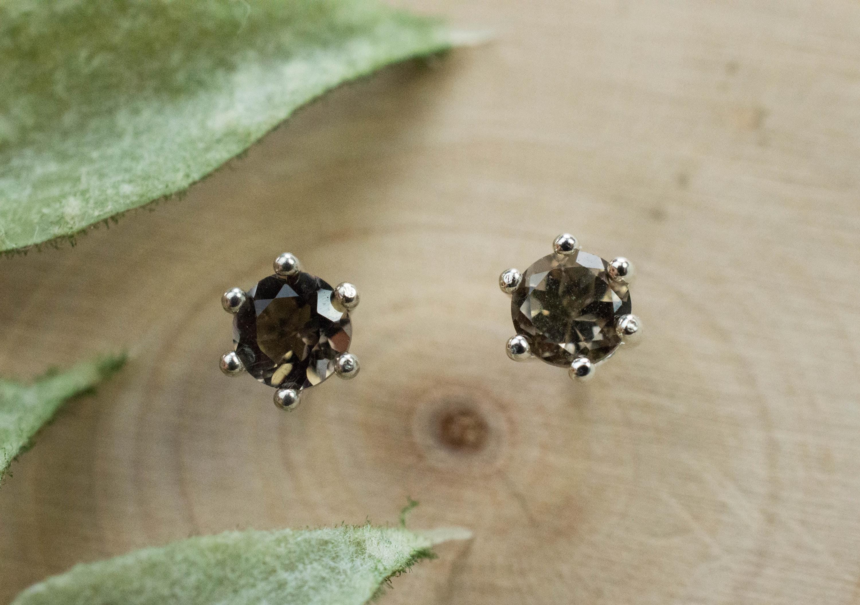 Smoky Quartz Earrings; Natural Untreated USA Quartz; 0.515cts - Mark Oliver Gems
