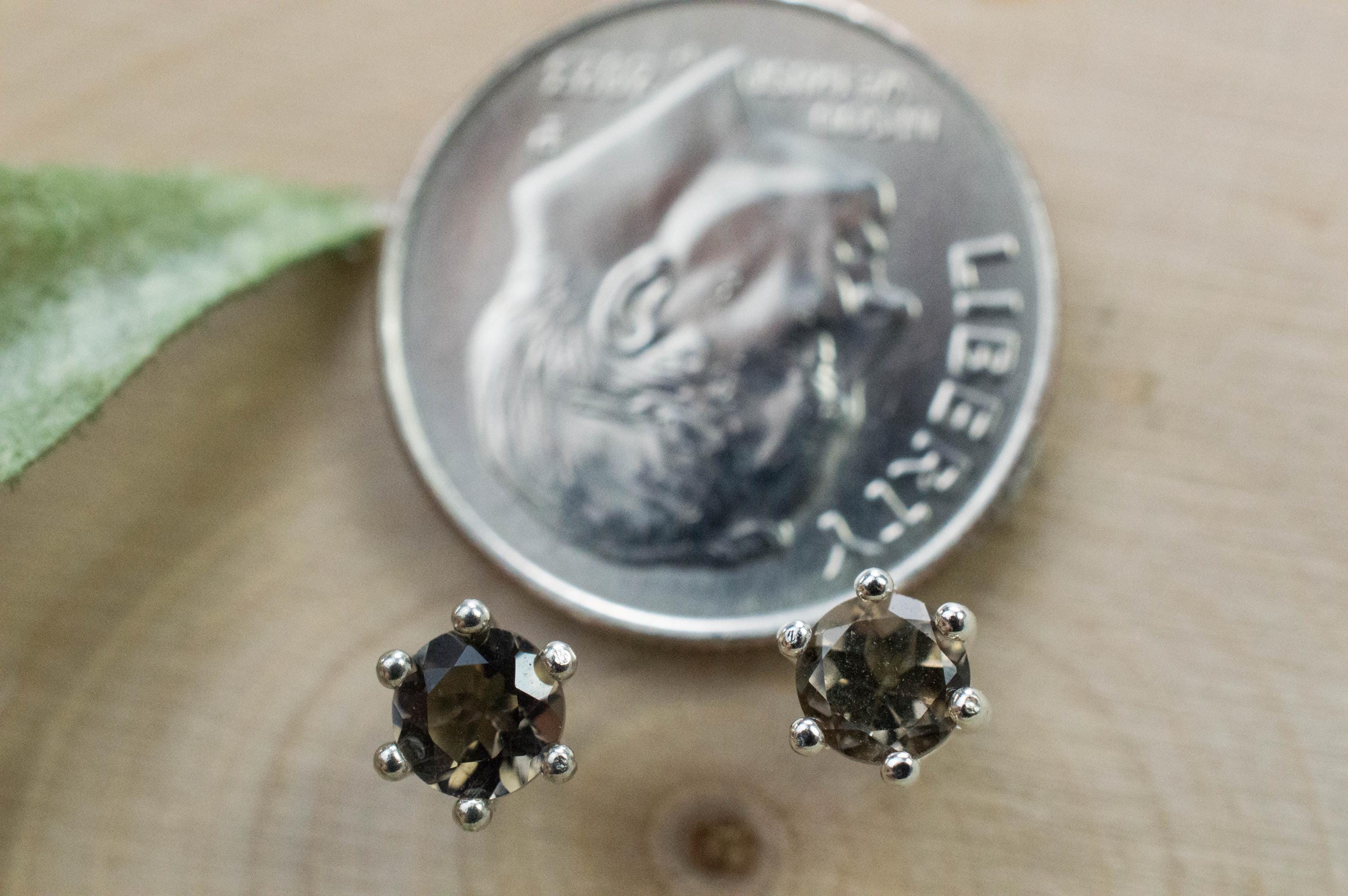 Smoky Quartz Earrings; Natural Untreated USA Quartz; 0.515cts - Mark Oliver Gems