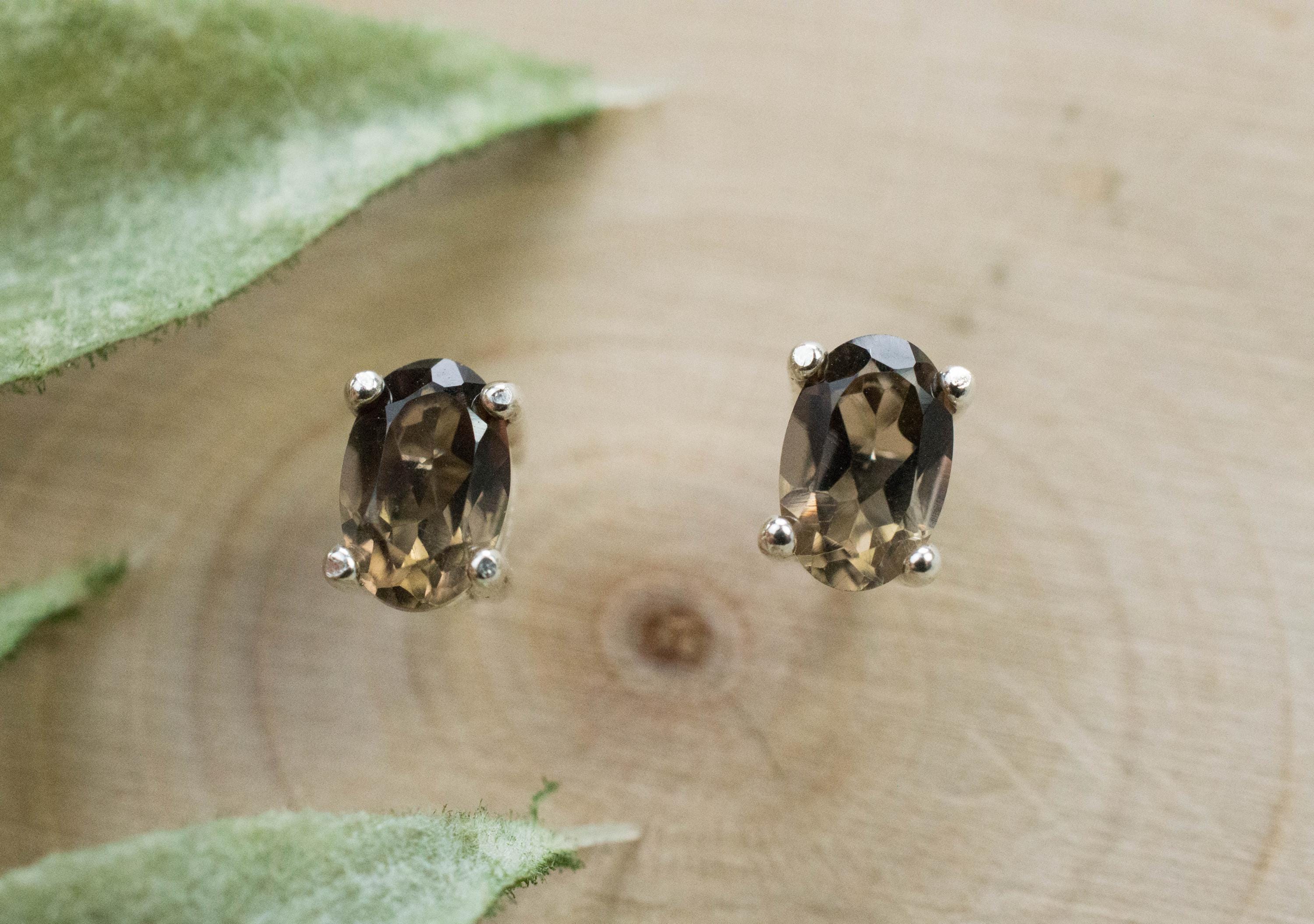 Smoky Quartz Earrings; Natural Untreated USA Quartz; 0.795cts - Mark Oliver Gems