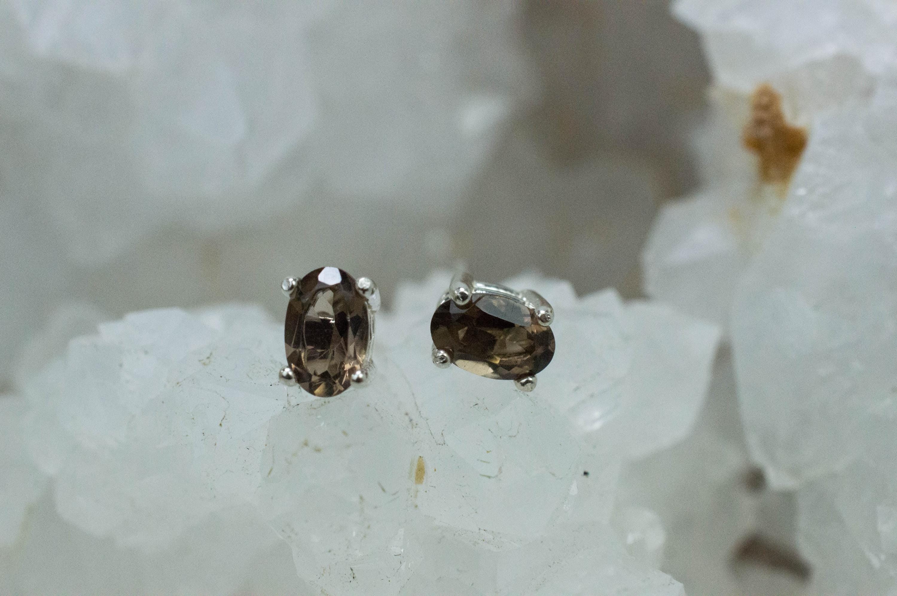 Smoky Quartz Earrings; Natural Untreated USA Quartz; 0.795cts - Mark Oliver Gems
