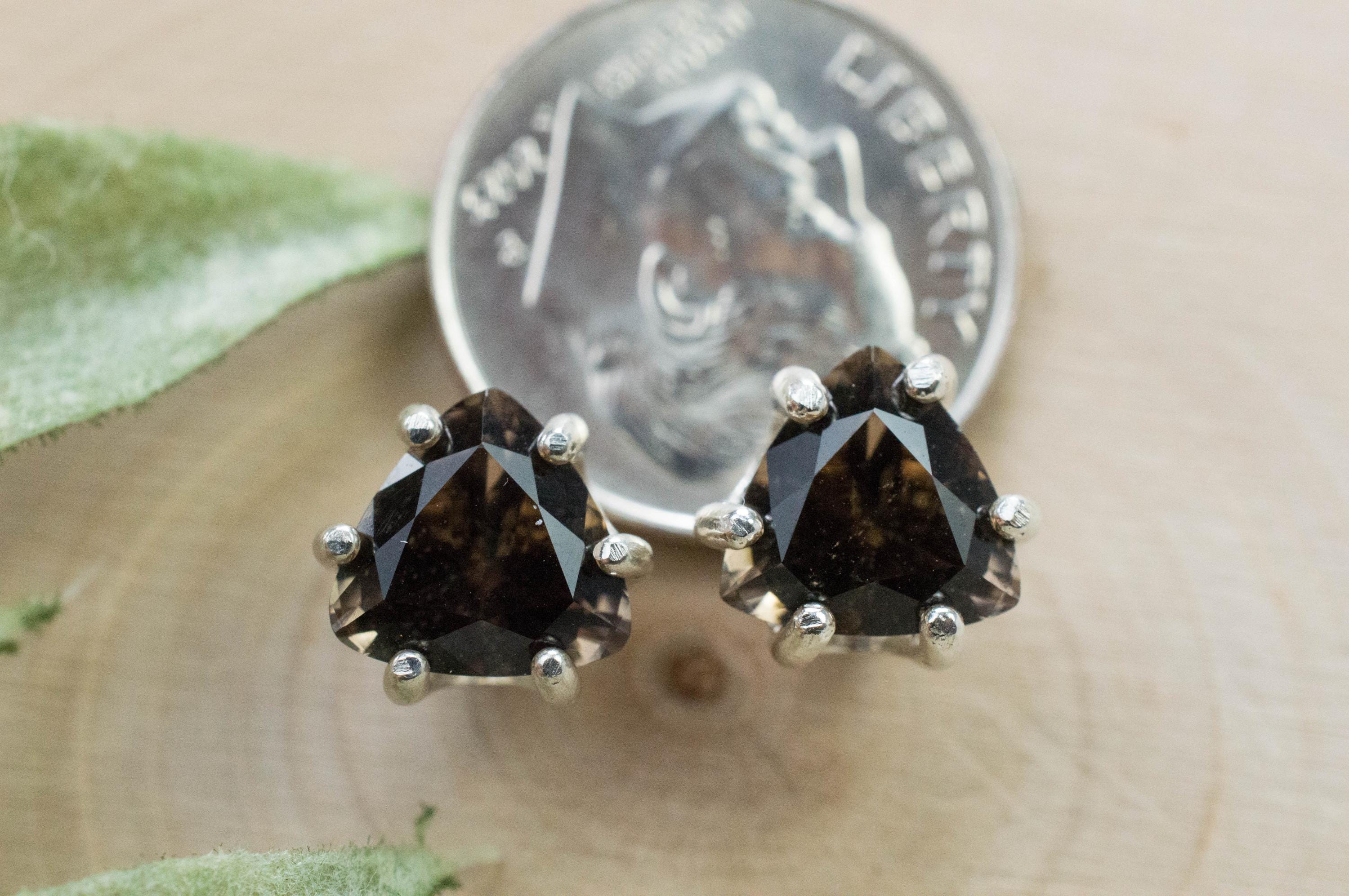 Smoky Quartz Earrings; Natural Untreated USA Quartz; 3.035cts - Mark Oliver Gems
