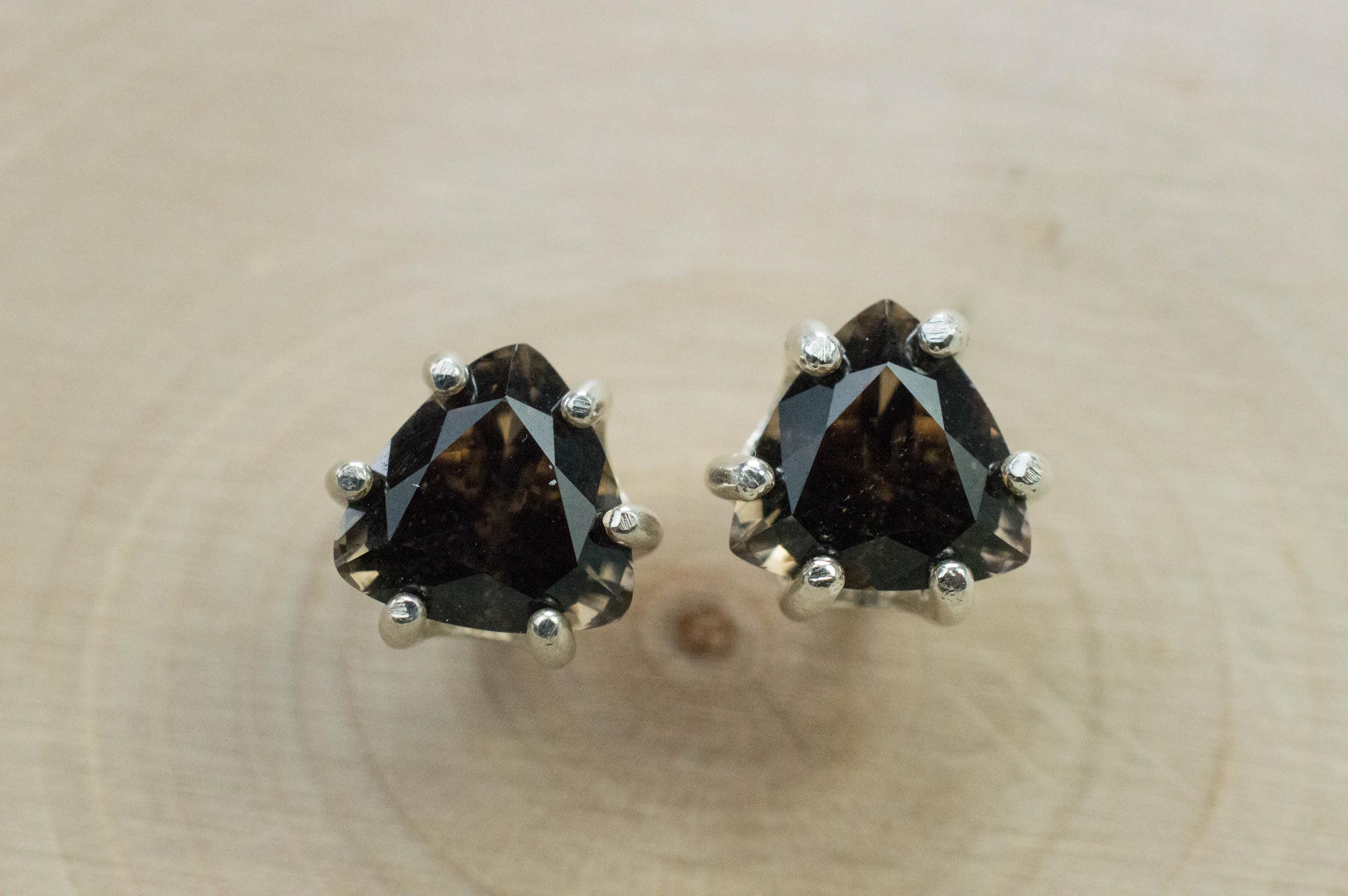 Smoky Quartz Earrings; Natural Untreated USA Quartz; 3.035cts - Mark Oliver Gems