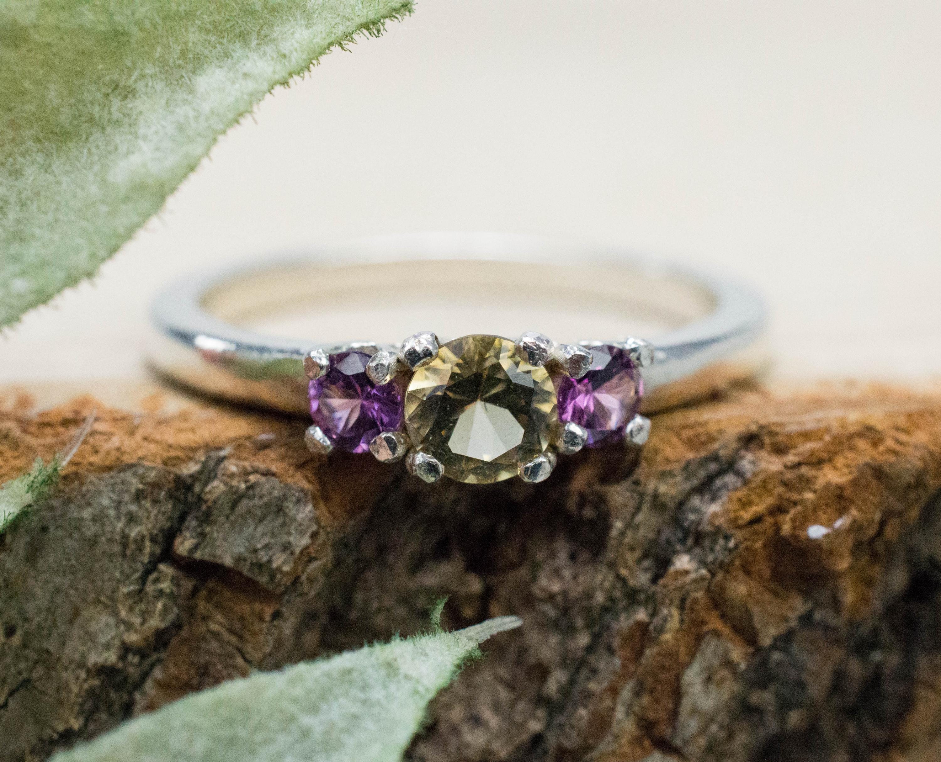 Tourmaline and Garnet Ring, Natural Untreated San Diego Tourmaline and Purple Garnet - Mark Oliver Gems