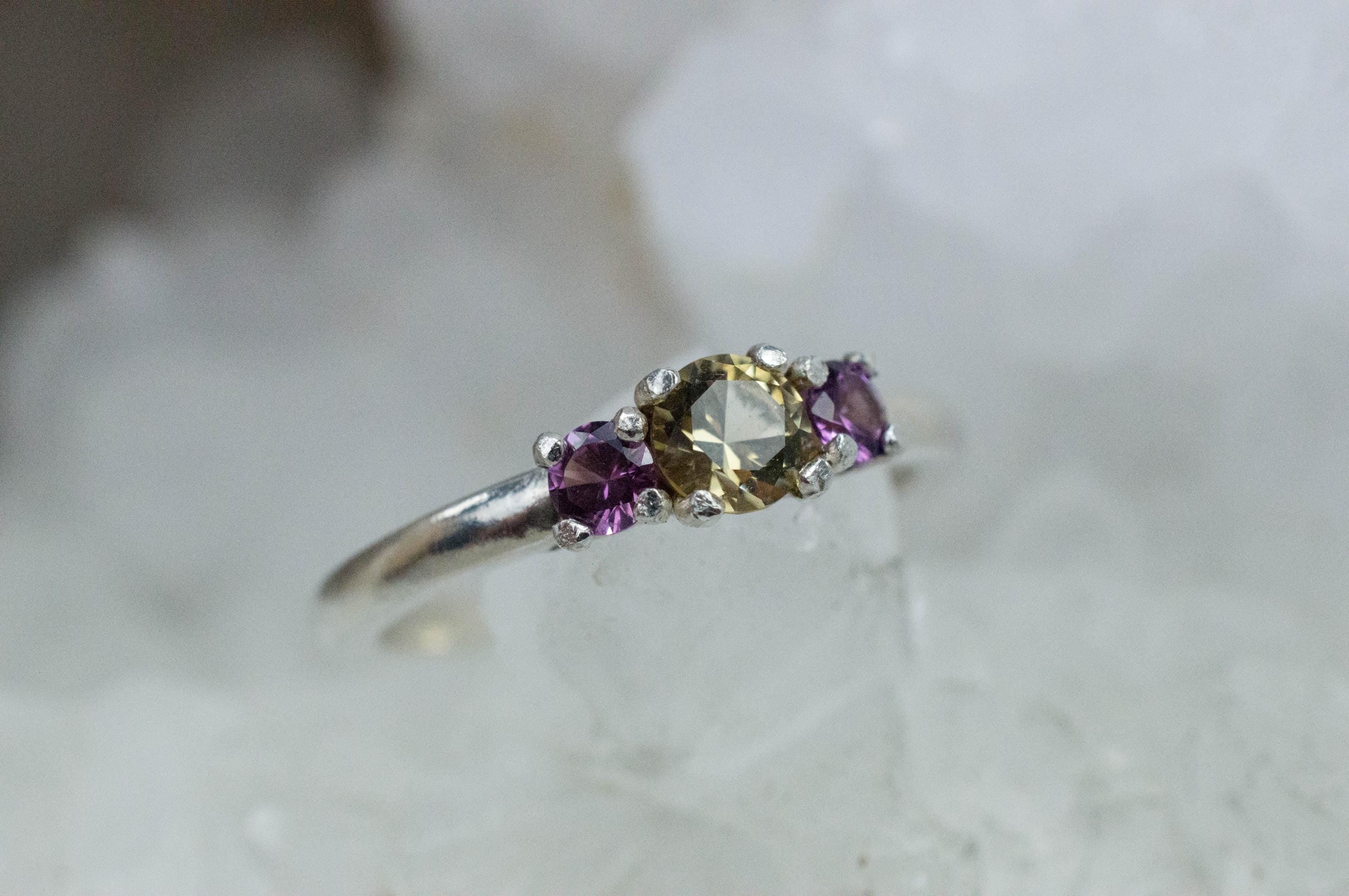 Tourmaline and Garnet Ring, Natural Untreated San Diego Tourmaline and Purple Garnet - Mark Oliver Gems