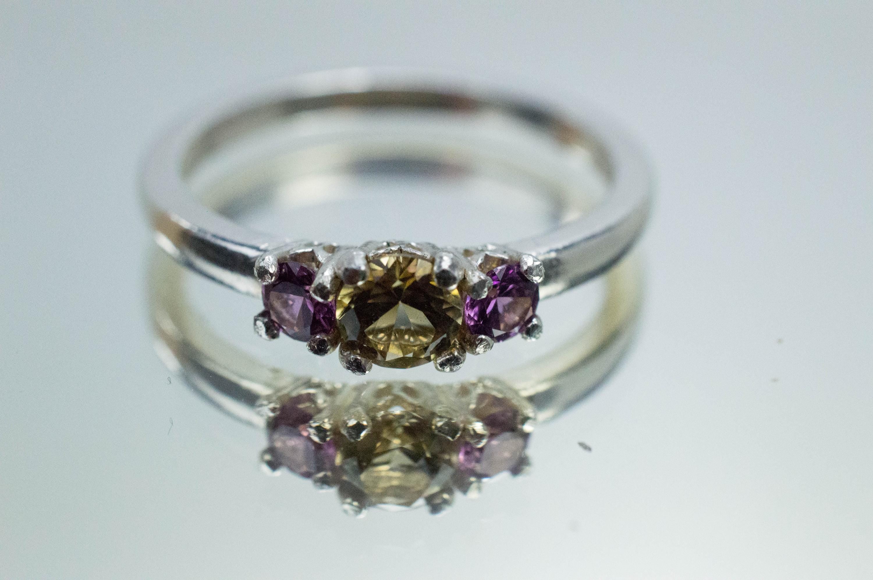 Tourmaline and Garnet Ring, Natural Untreated San Diego Tourmaline and Purple Garnet - Mark Oliver Gems