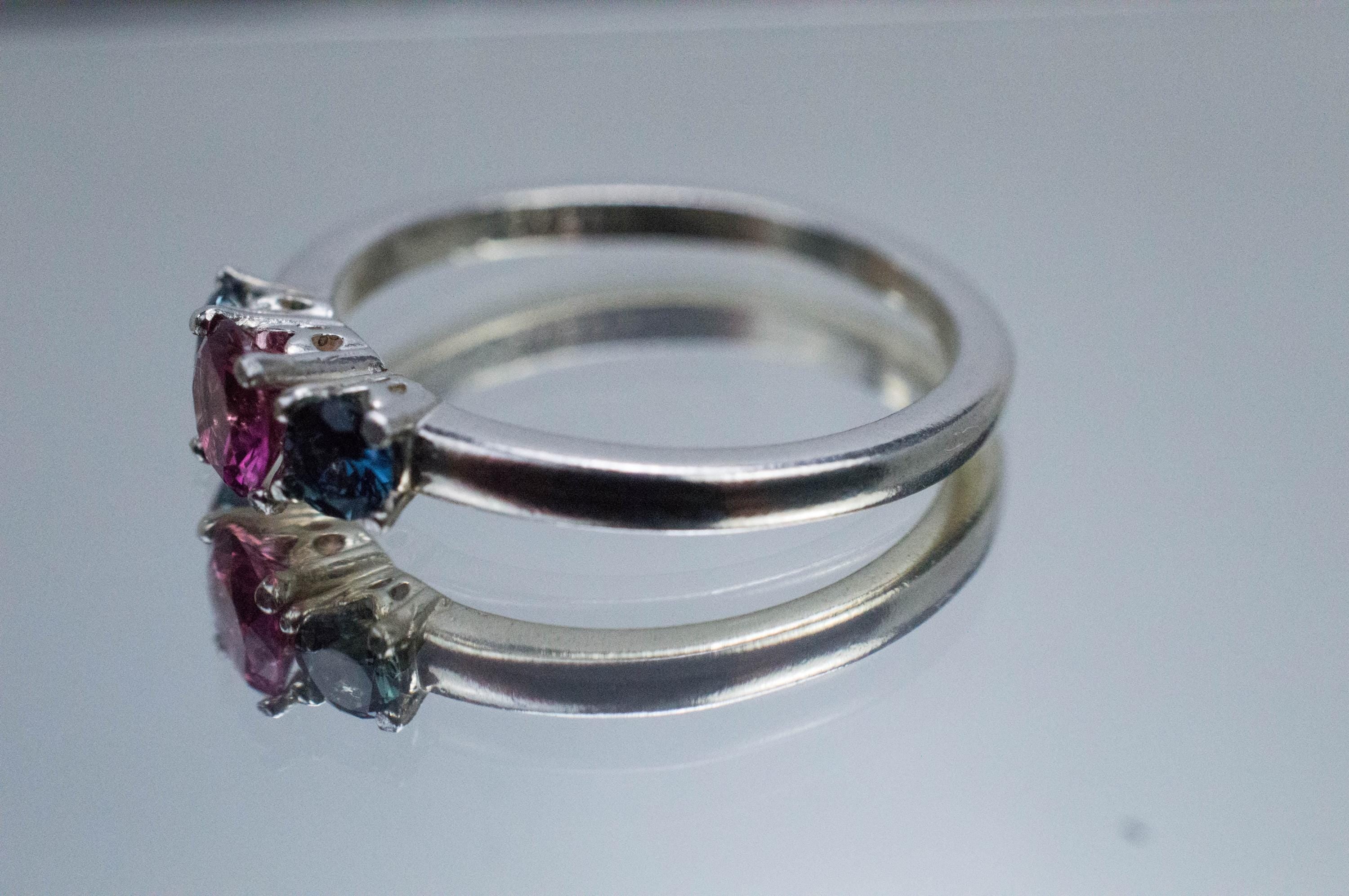 Tourmaline and Sapphire Ring, Natural Untreated San Diego Tourmaline and Sapphire - Mark Oliver Gems