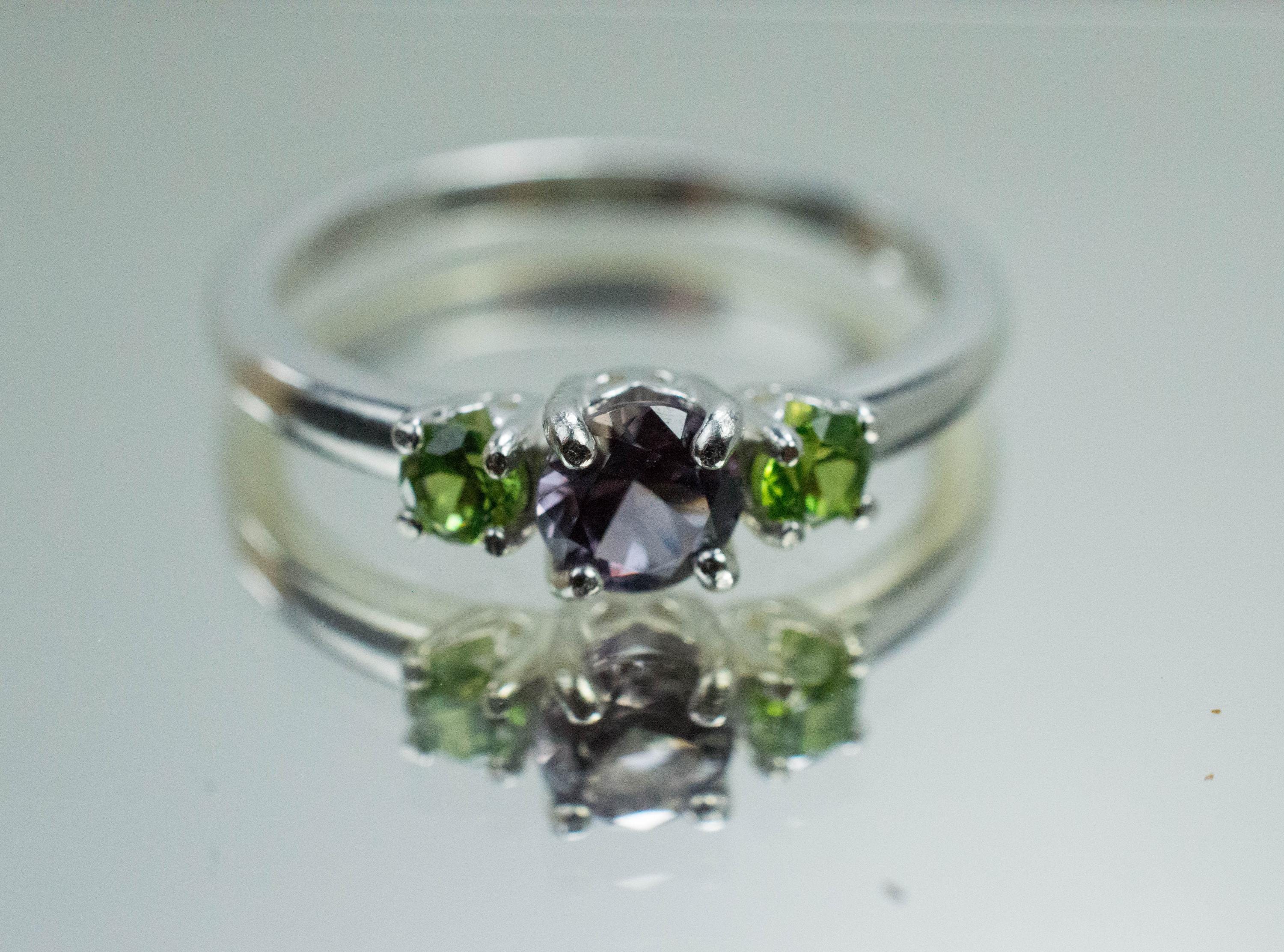 Tourmaline and Demantoid Garnet Ring, Natural Untreated San Diego Tourmaline and Garnet - Mark Oliver Gems