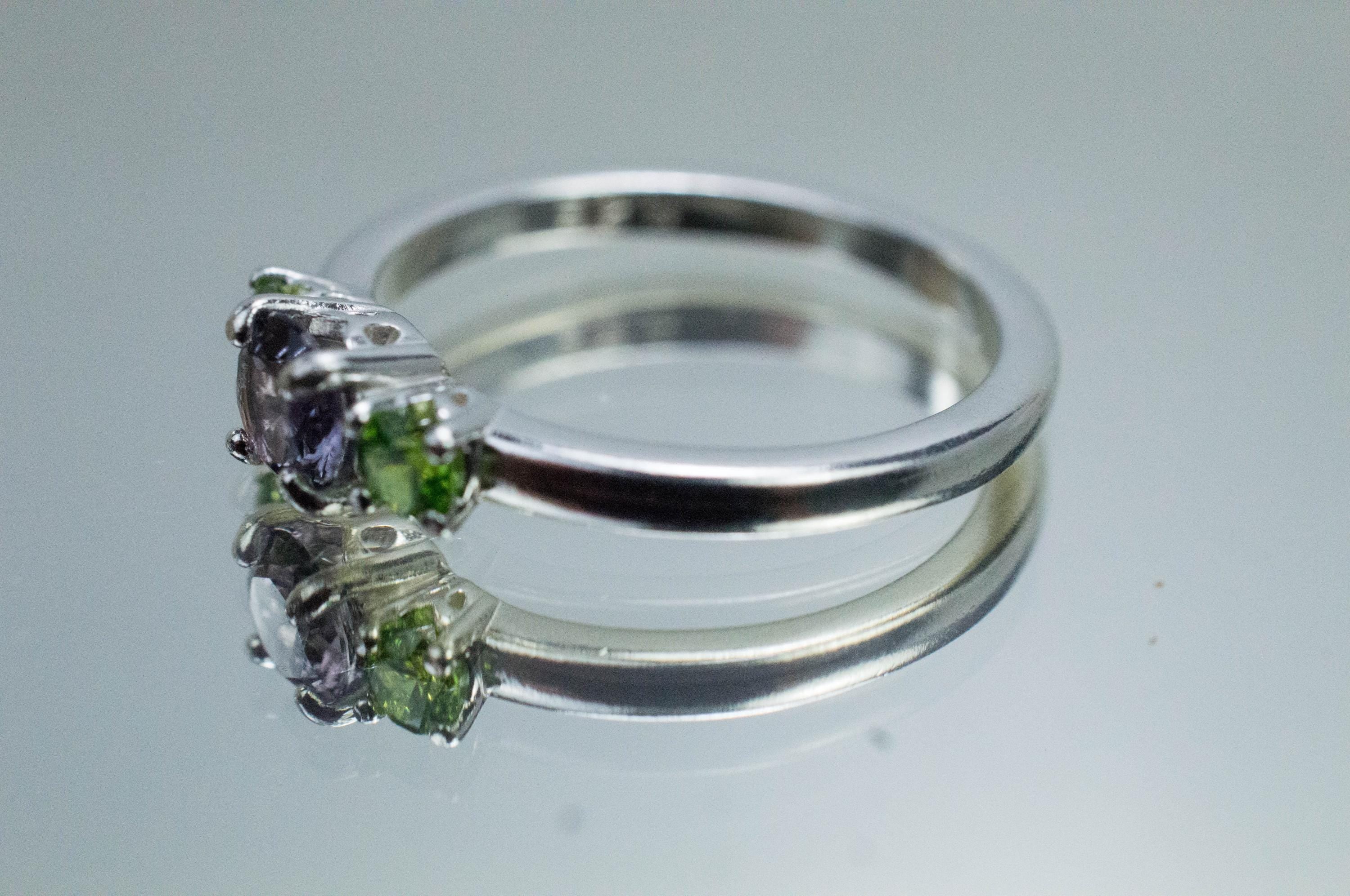 Tourmaline and Demantoid Garnet Ring, Natural Untreated San Diego Tourmaline and Garnet - Mark Oliver Gems