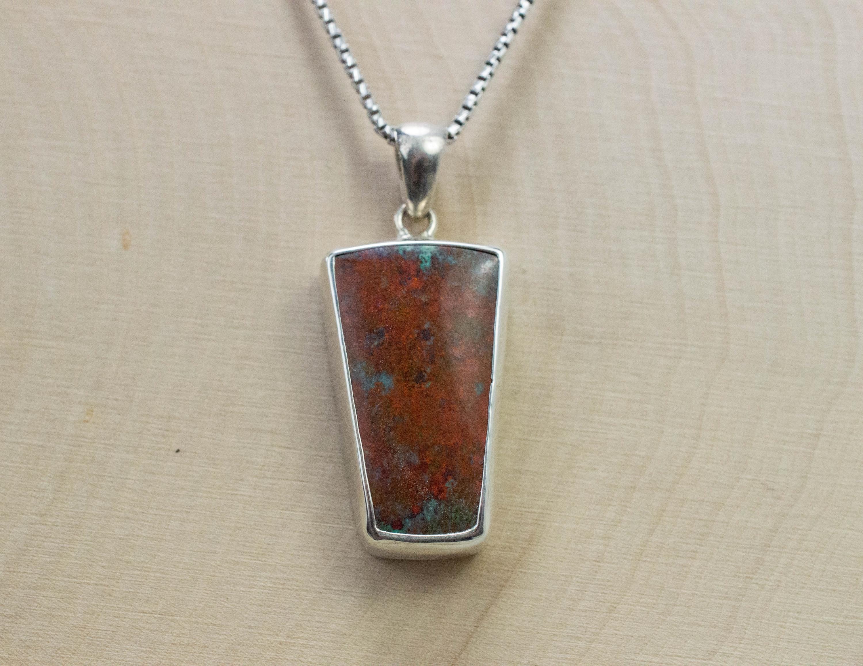 Sonora Sunset Chrysocolla Pendant; Natural Untreated Chrysocolla; 26x16mm - Mark Oliver Gems