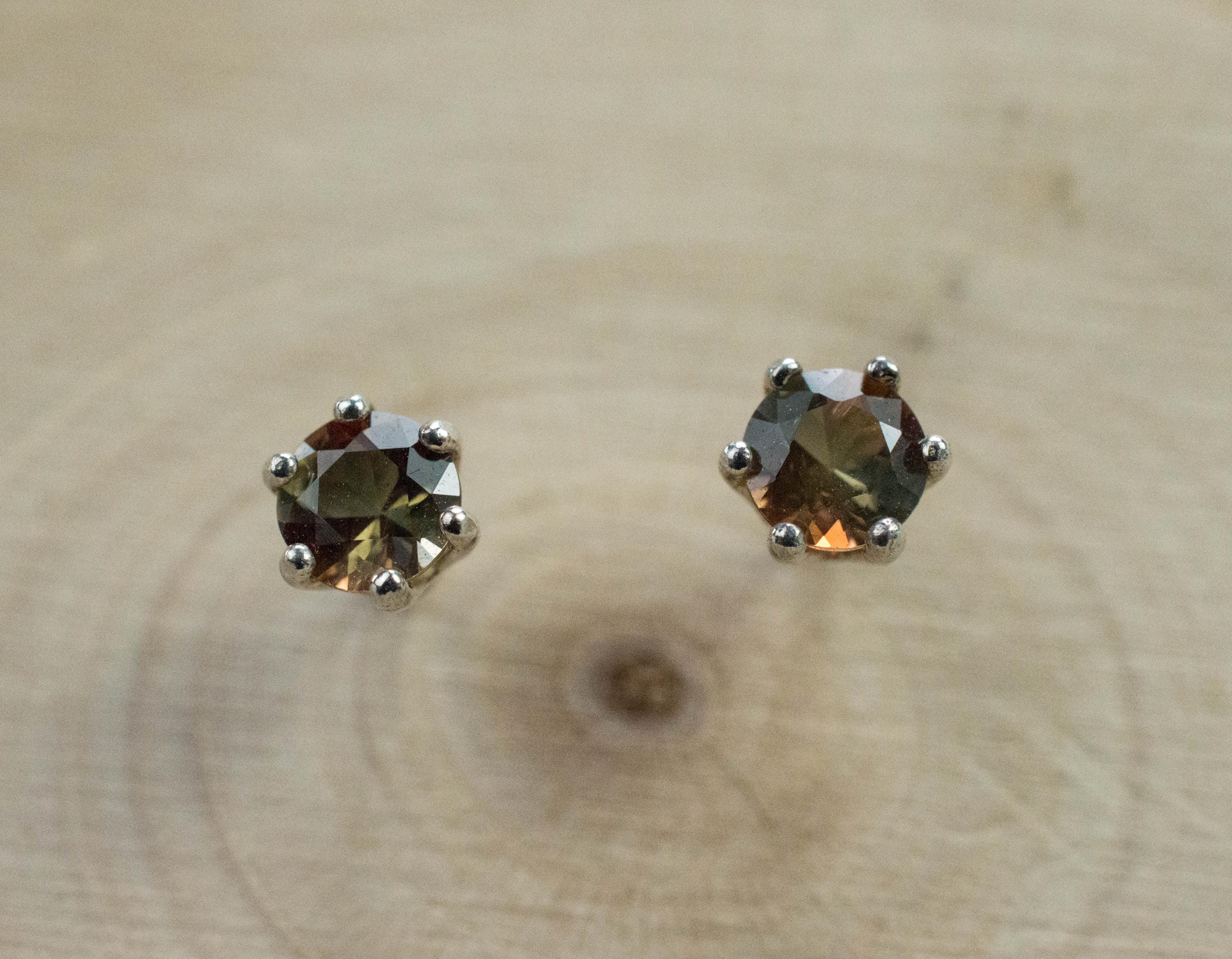 Andalusite Earrings; Natural Untreated Brazilian Andalusite; 0.445cts - Mark Oliver Gems